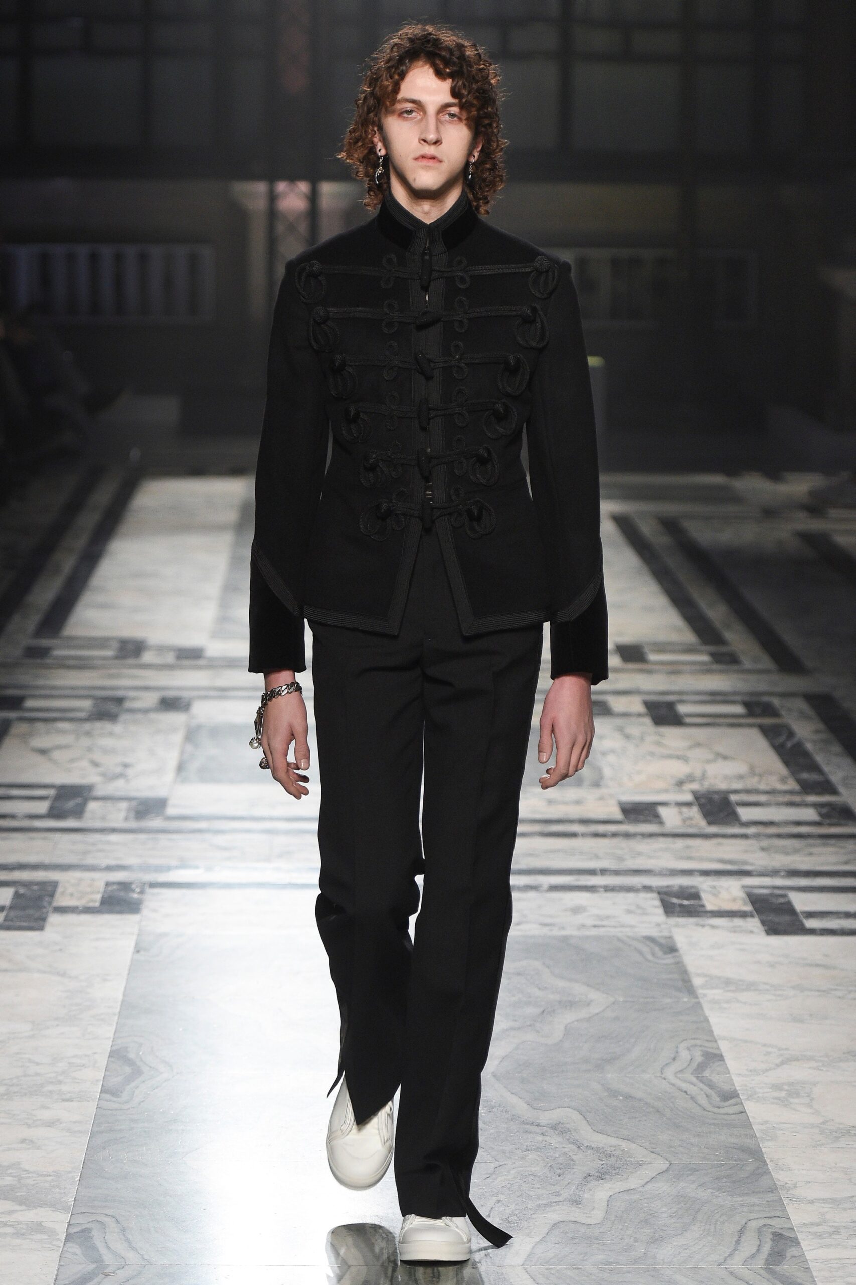 black wool jacket with slim pants