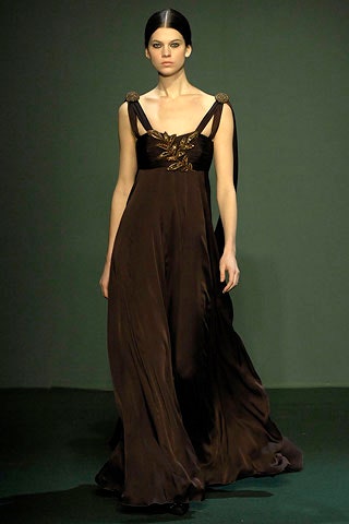 brown silk sleeveless gown