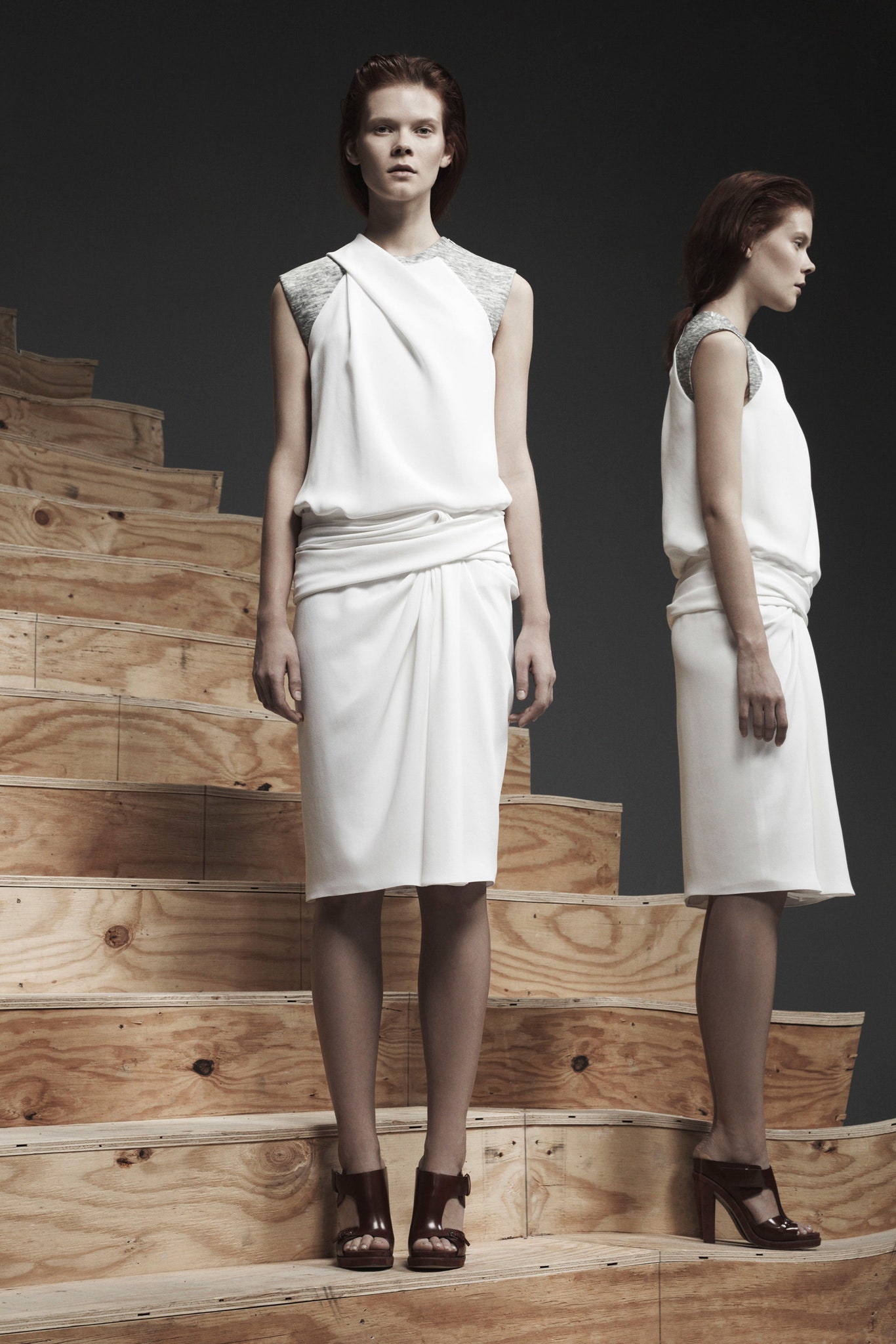 white silk fitted midi dress