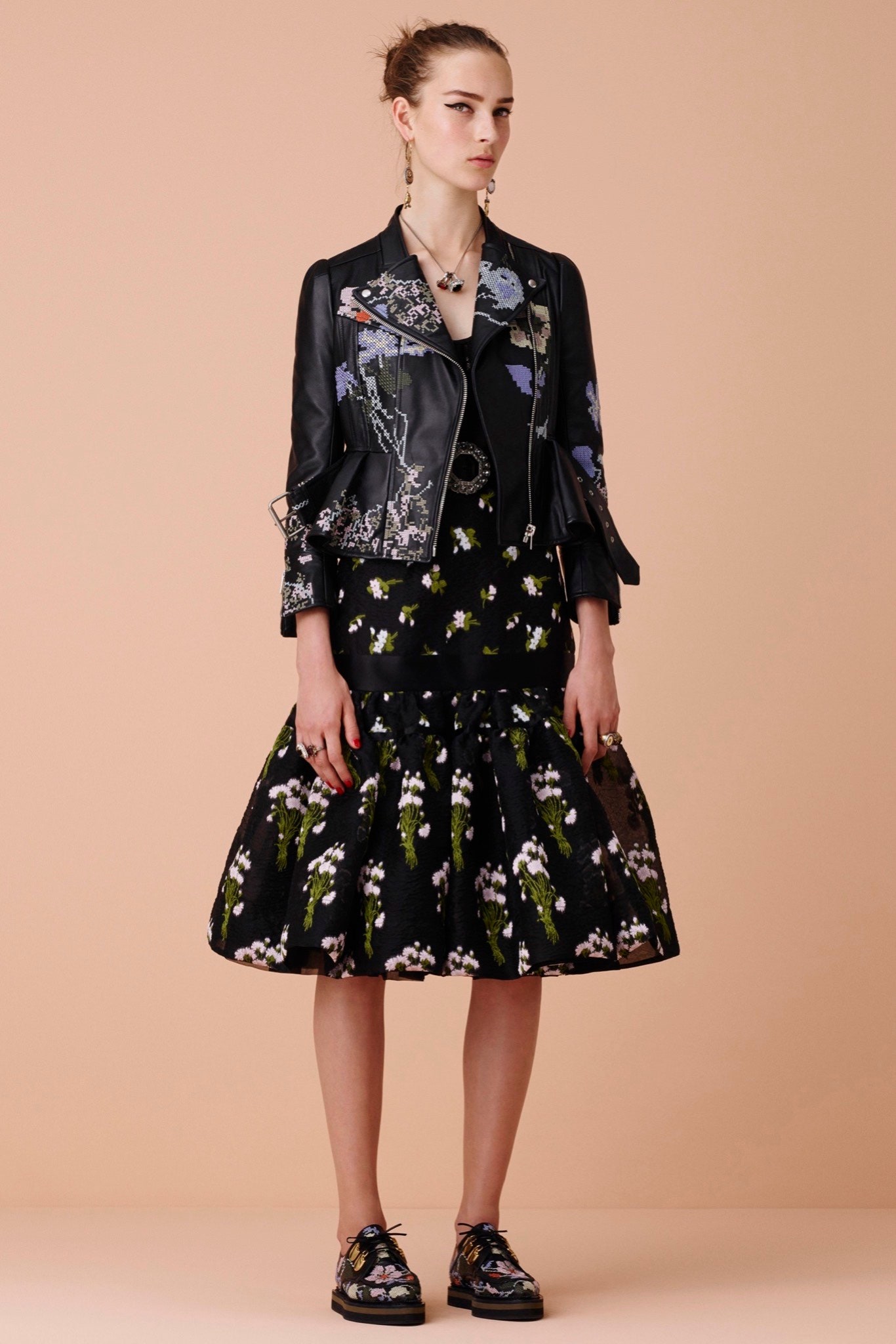 black leather jacket and dress