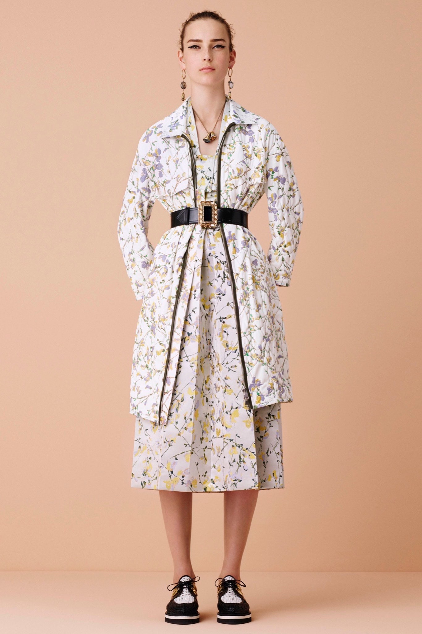 floral midi dress with coat