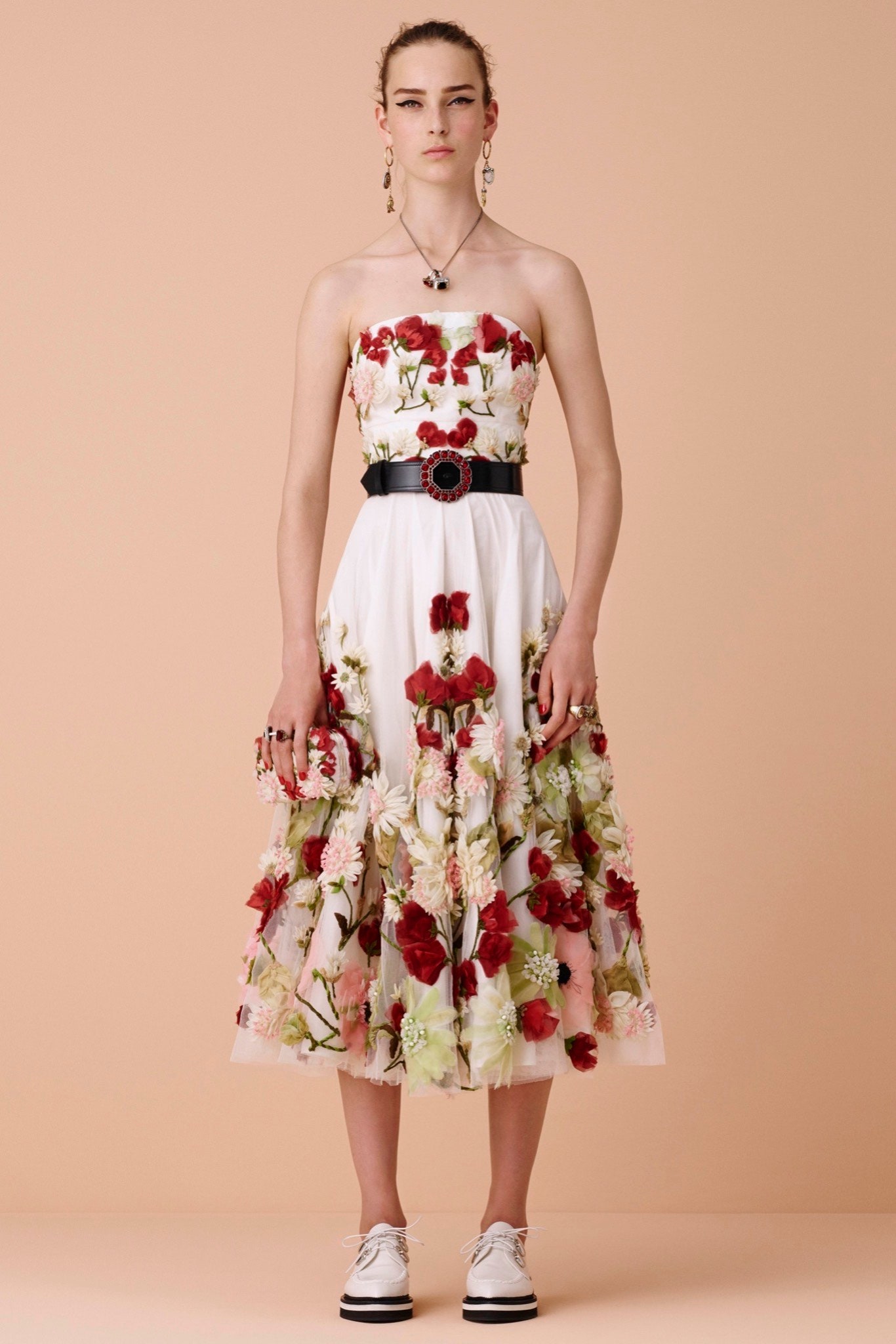 floral midi dress with belt