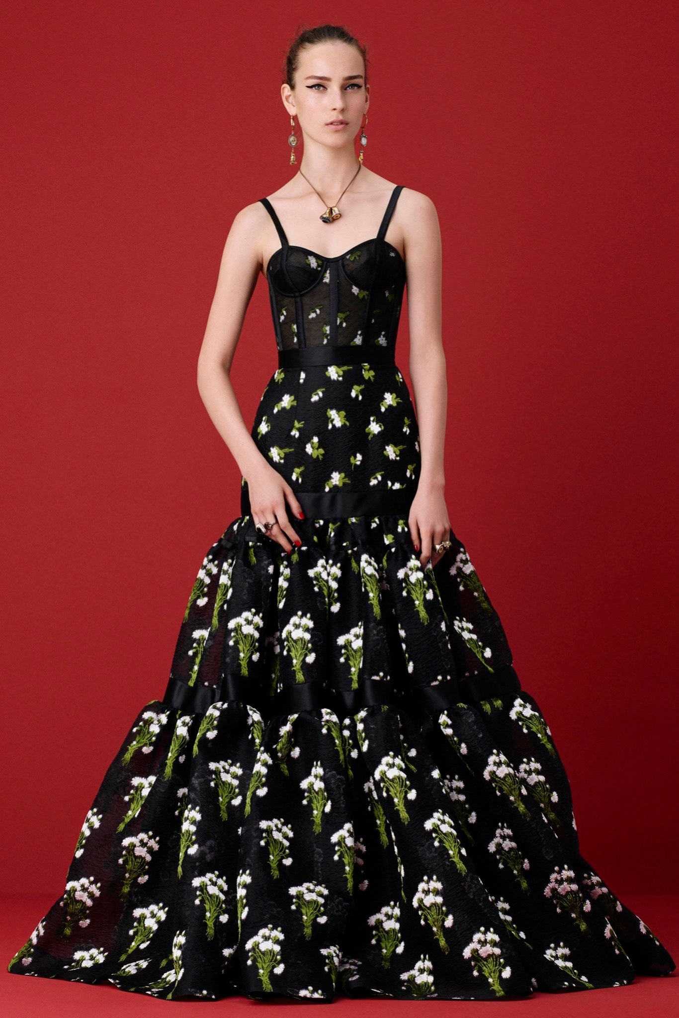black silk tiered gown