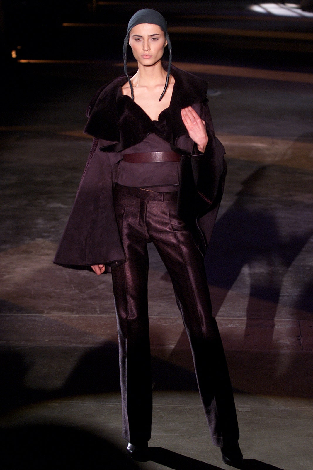 black silk tailored straight-leg pants
