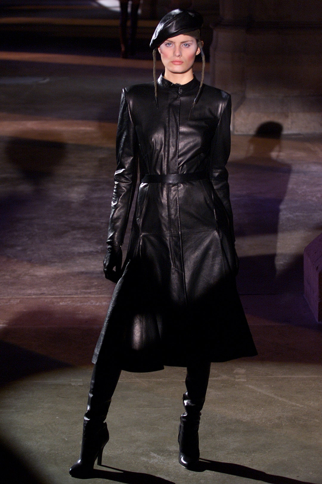 black leather fitted zippered boots