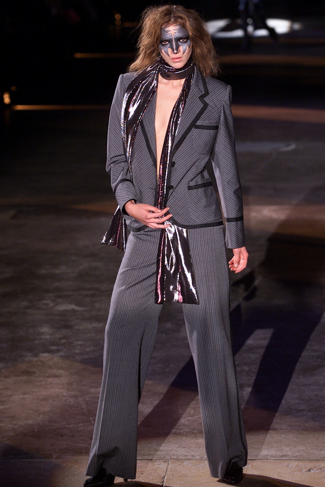 gray silk shiny scarf