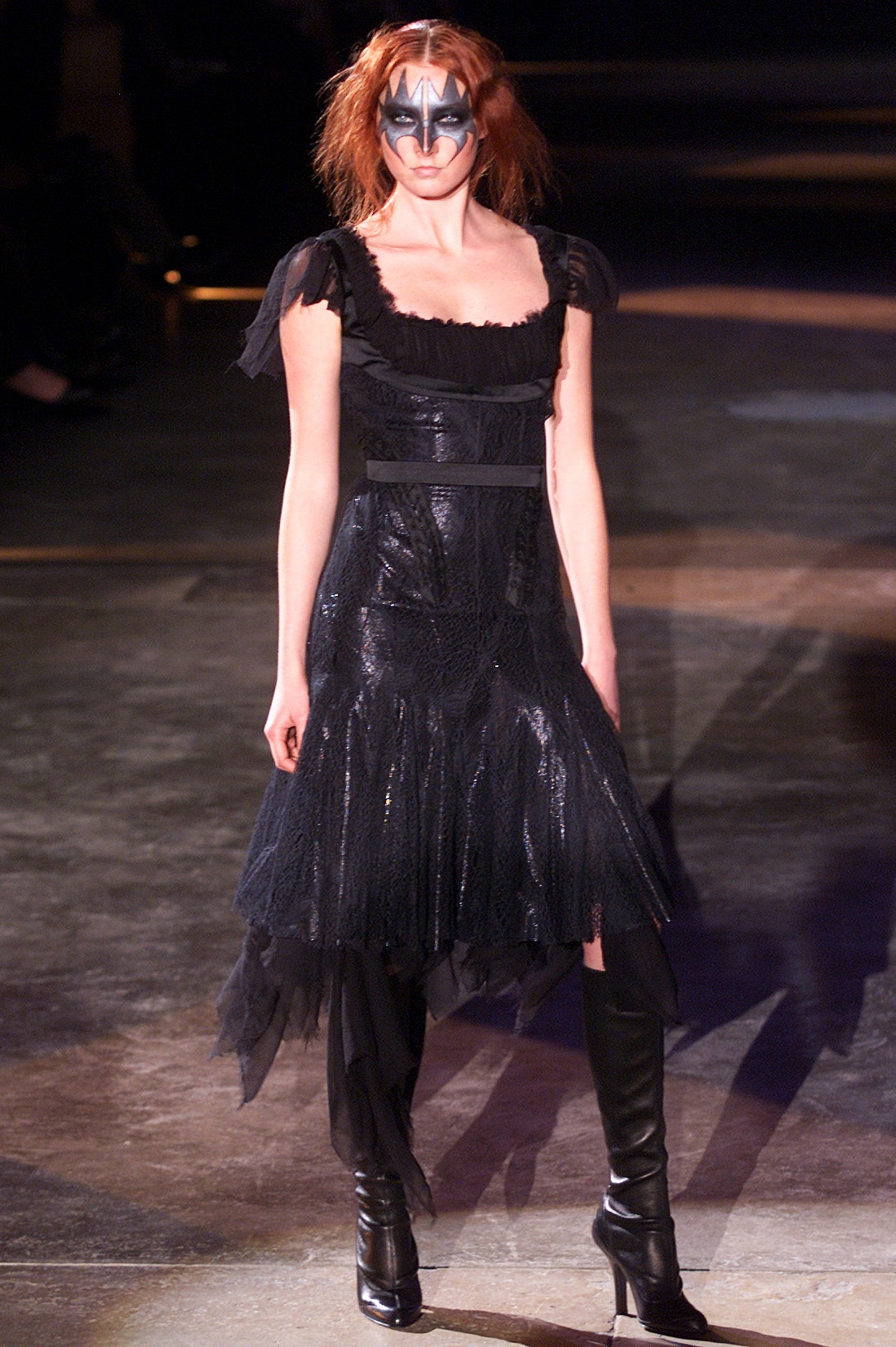 black silk sleeveless v-neck fitted ruffled layered dress
