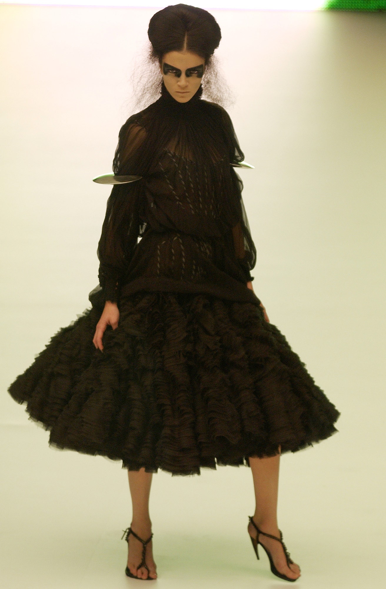 black silk pleated midi dress