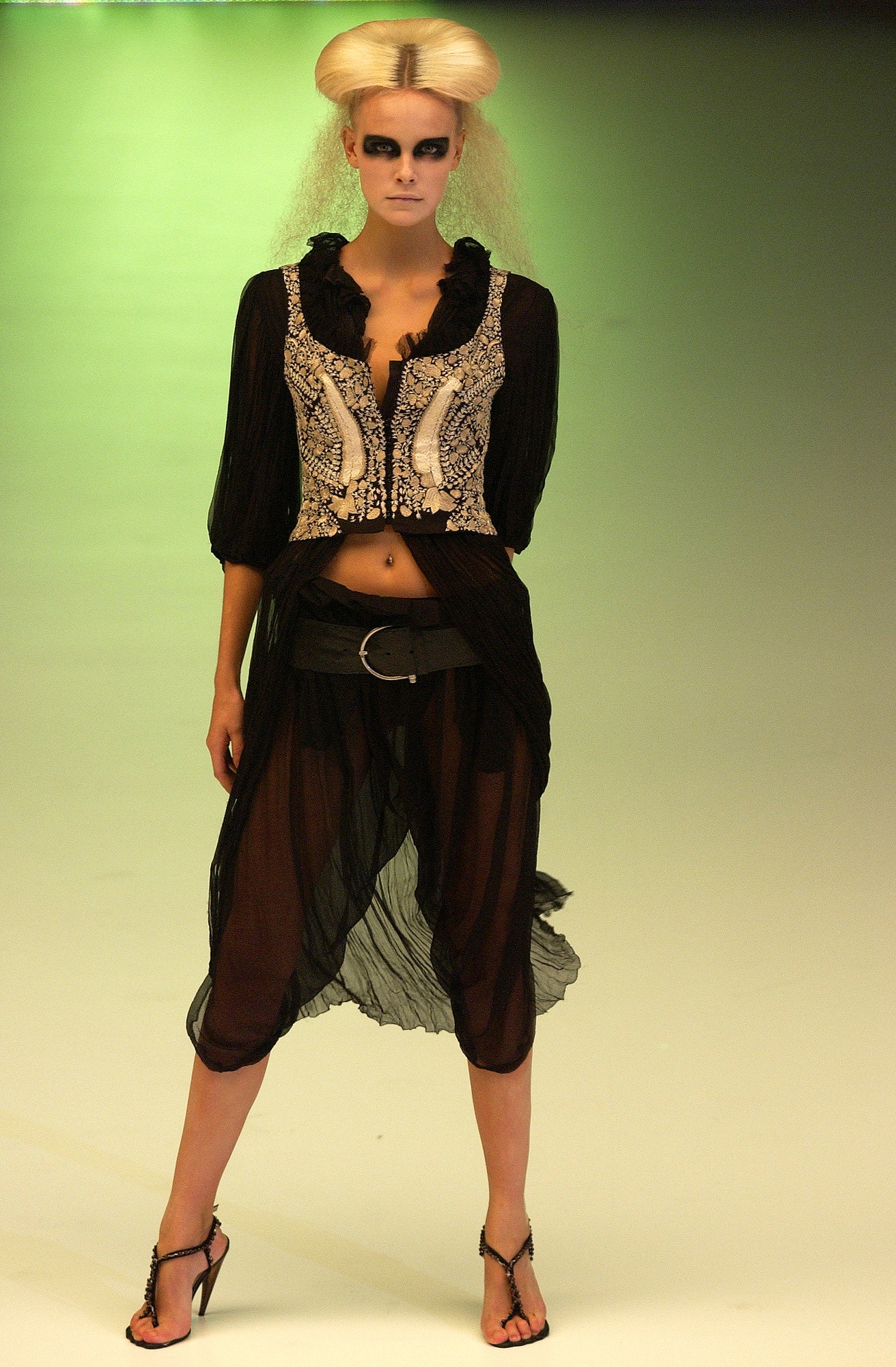 black chiffon asymmetric relaxed layered flowing skirt
