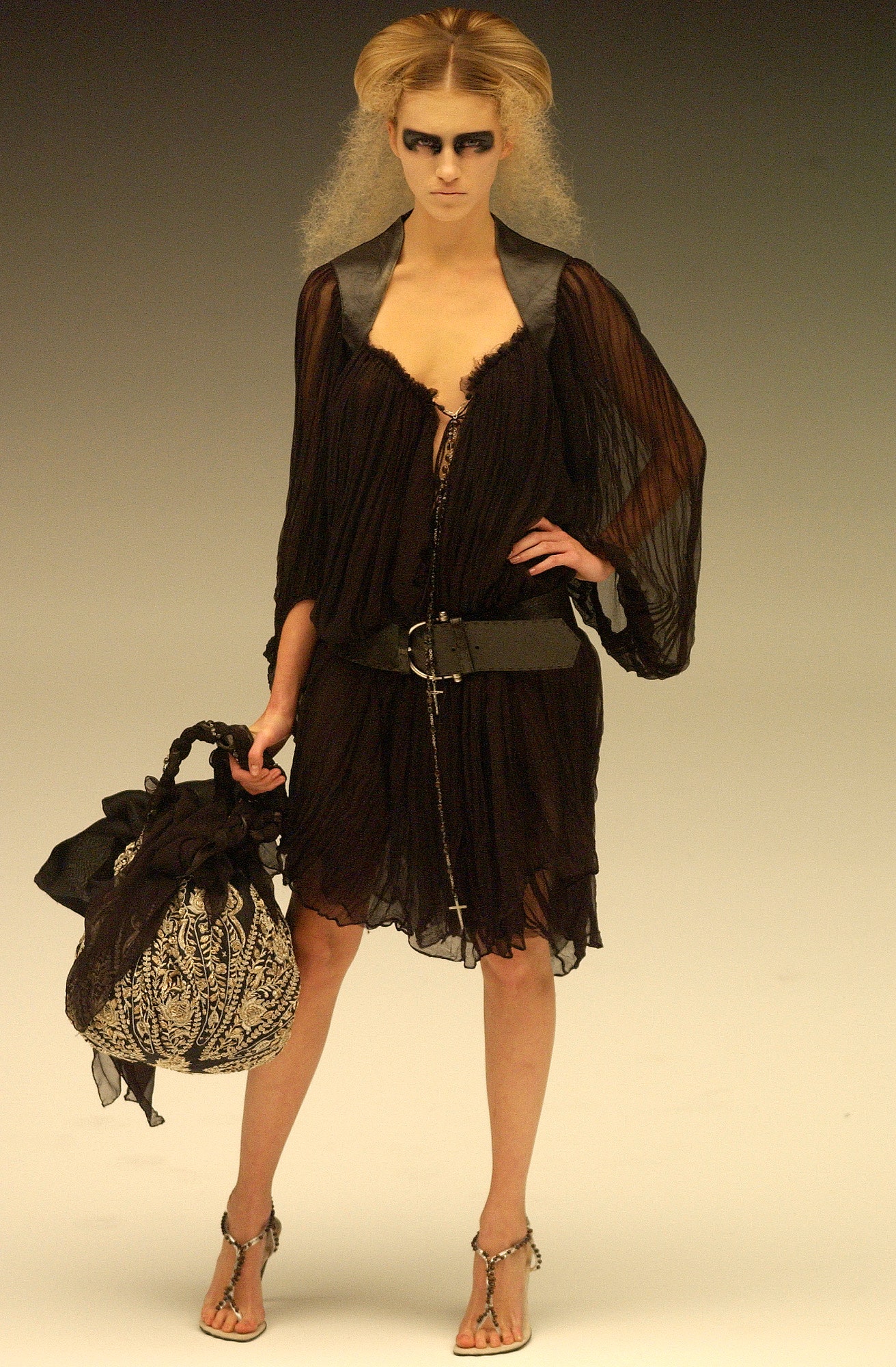 black silk embroidered bag
