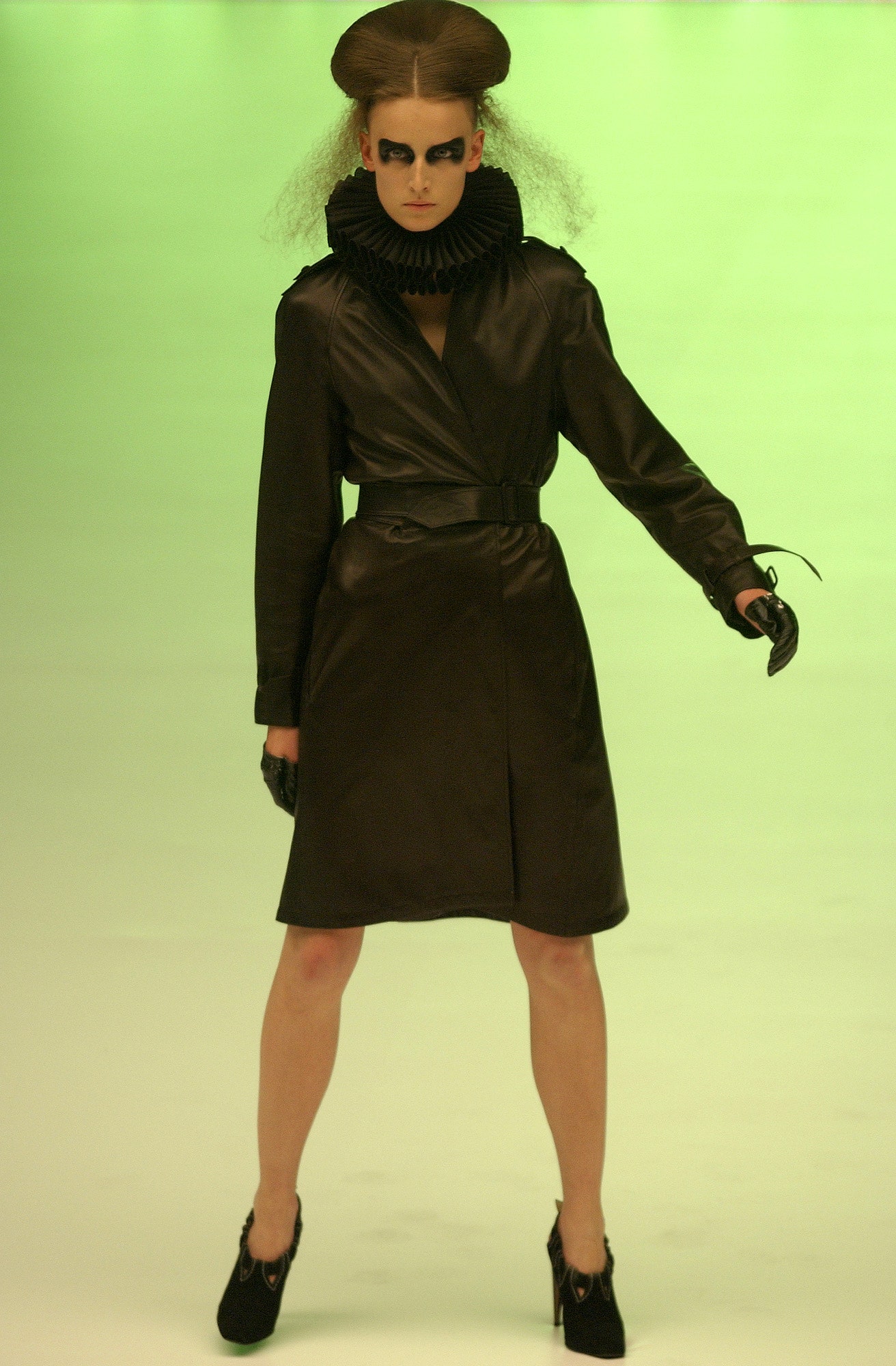fitted black leather coat