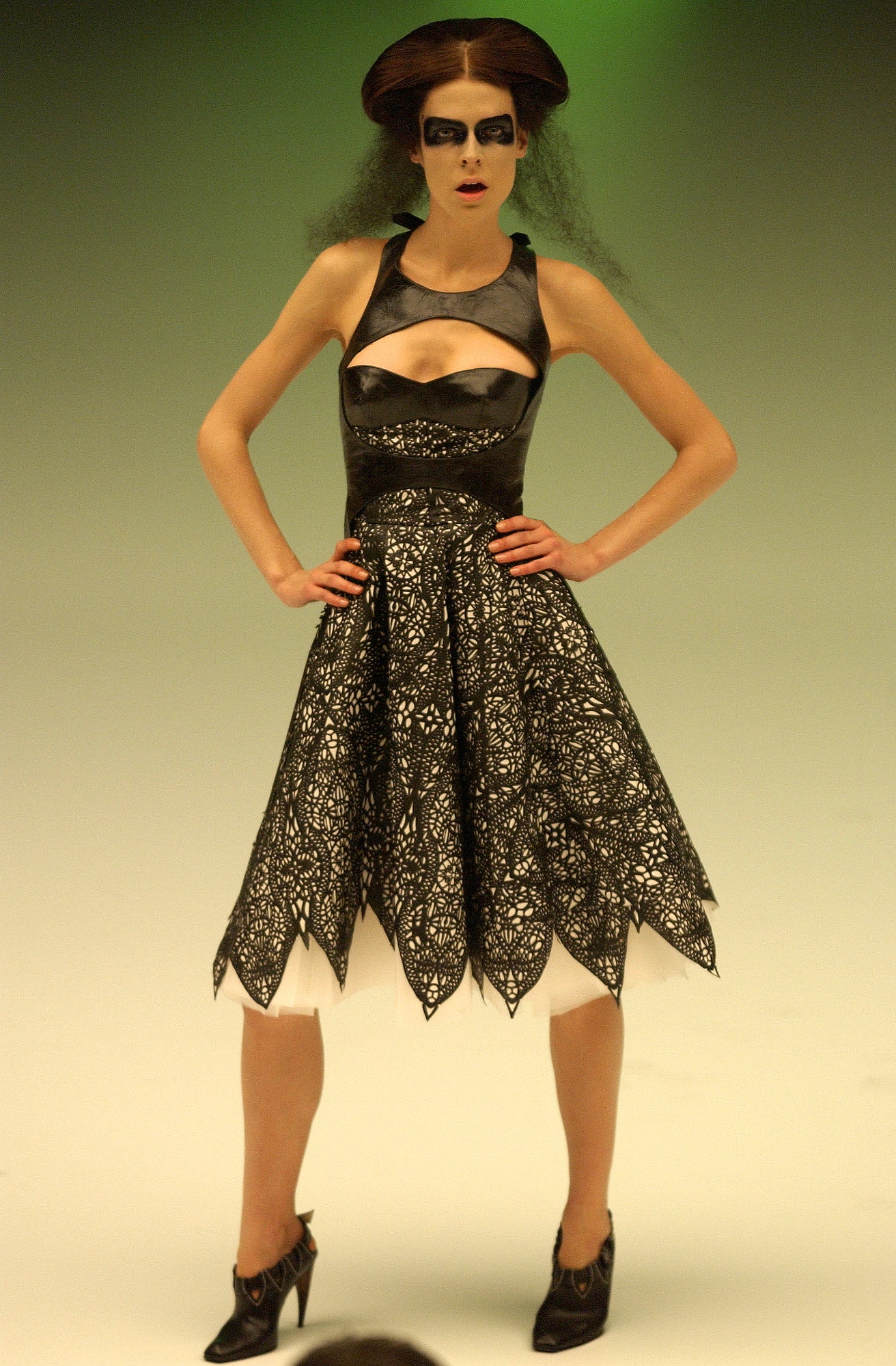 black leather lace dress