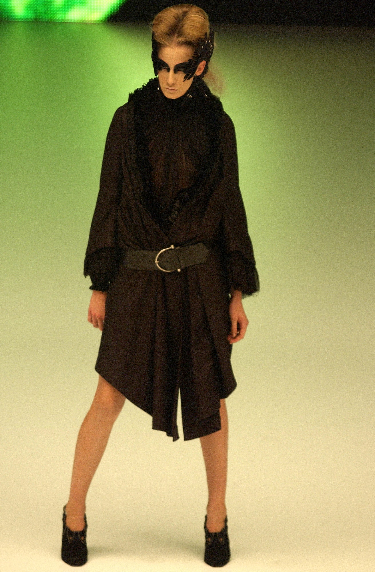 black silk ruffled midi dress