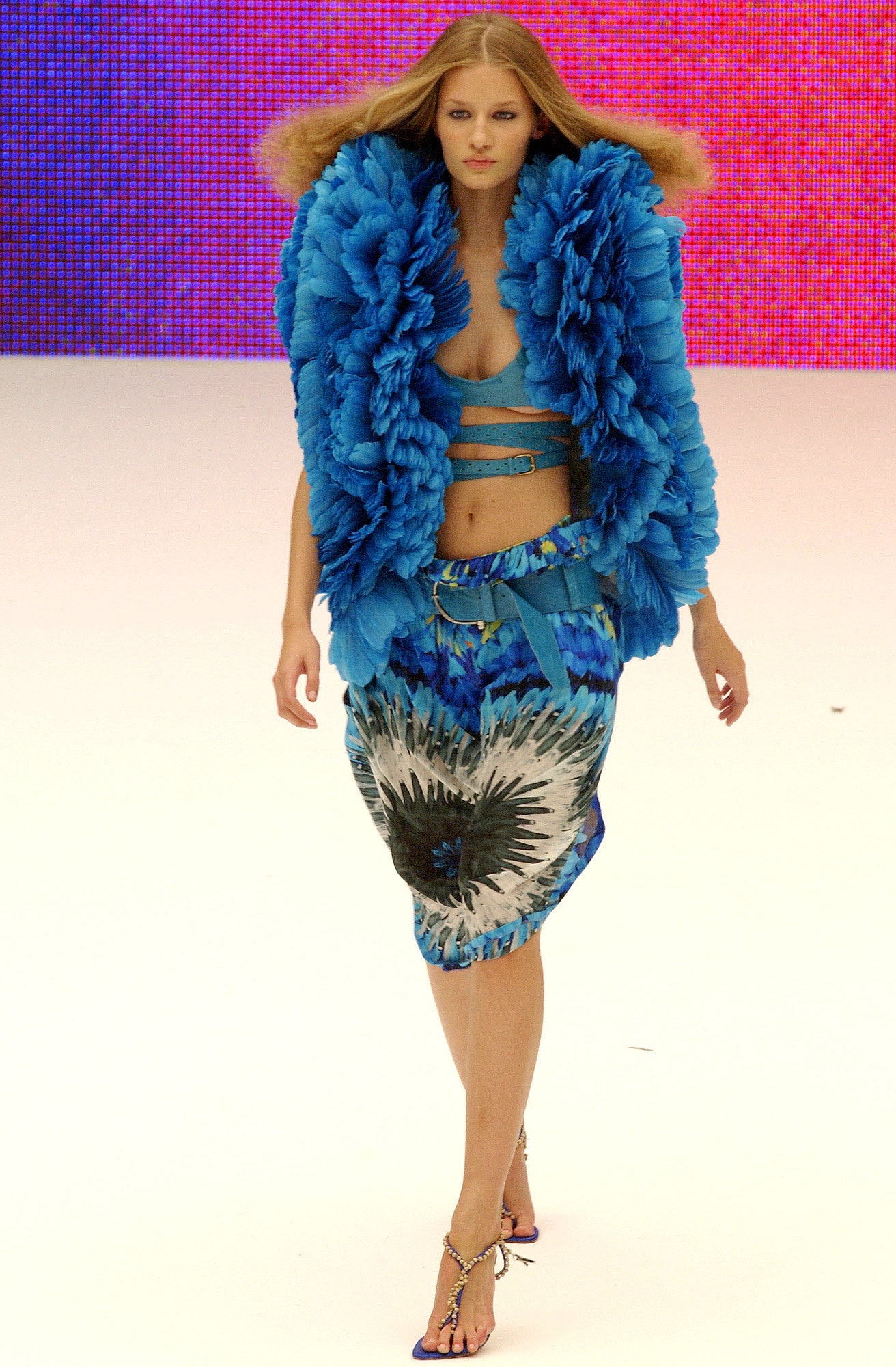 blue silk oversized ruffled coat