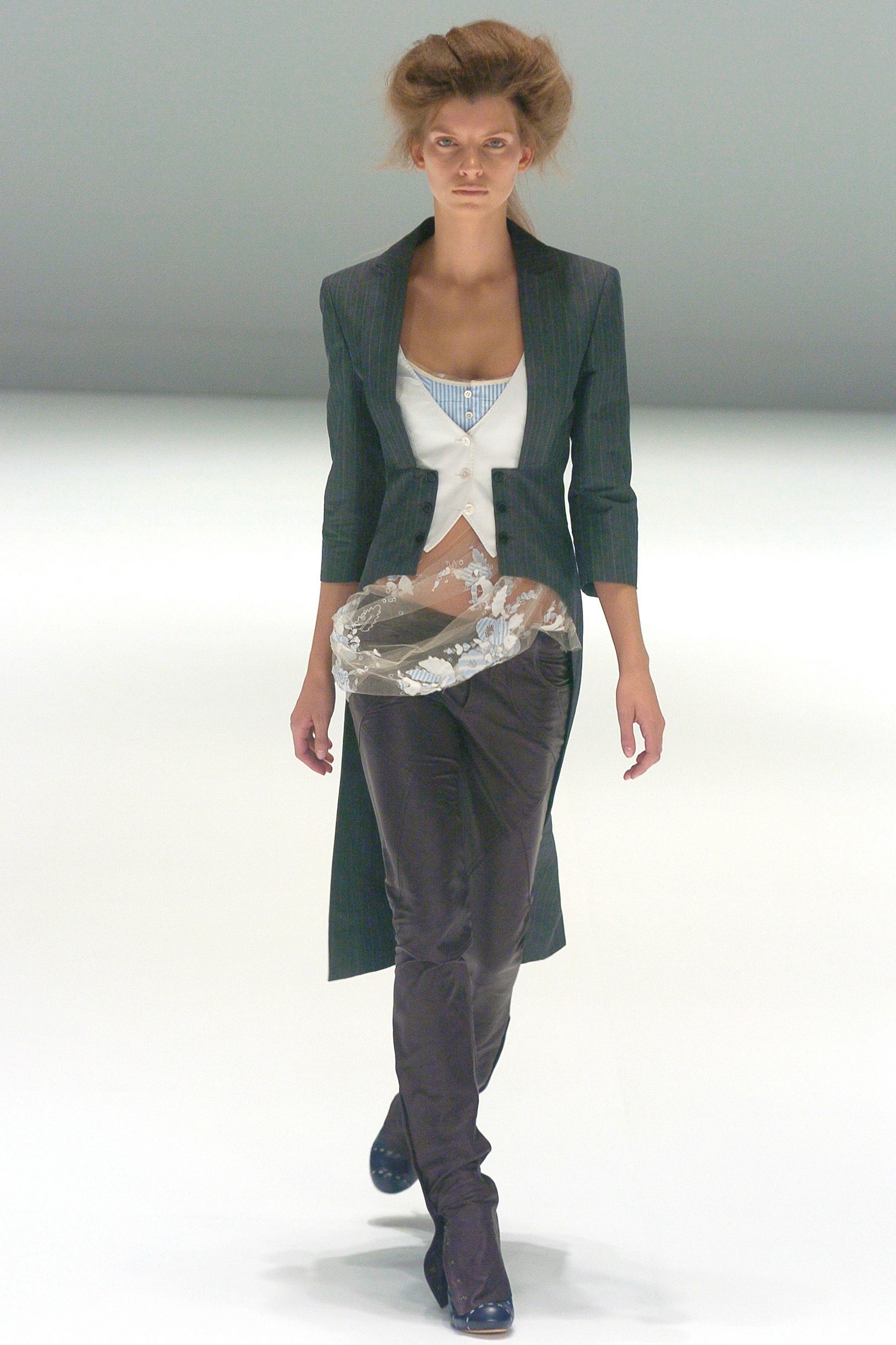 black tailored blazer with lace top