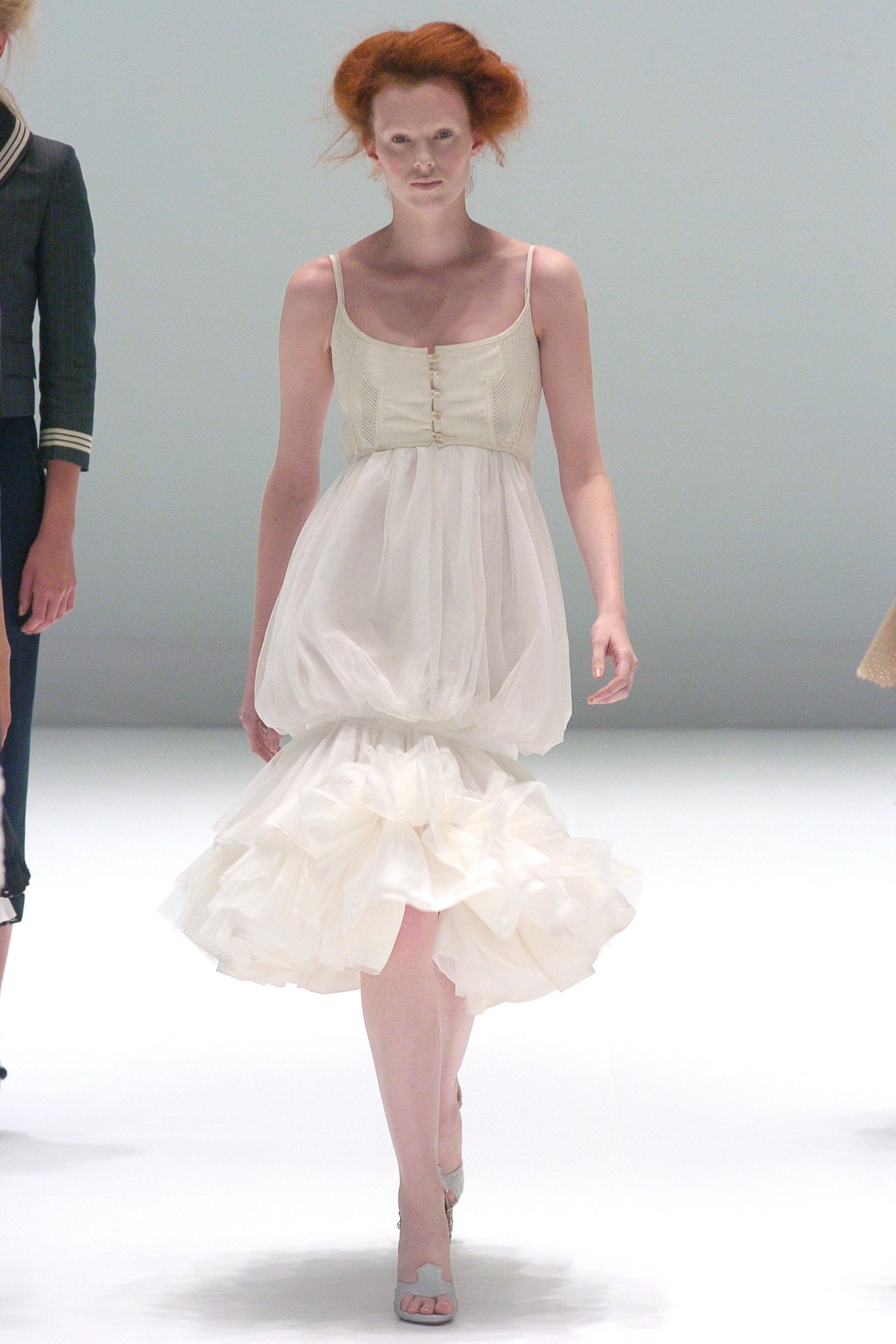 white tiered sleeveless dress