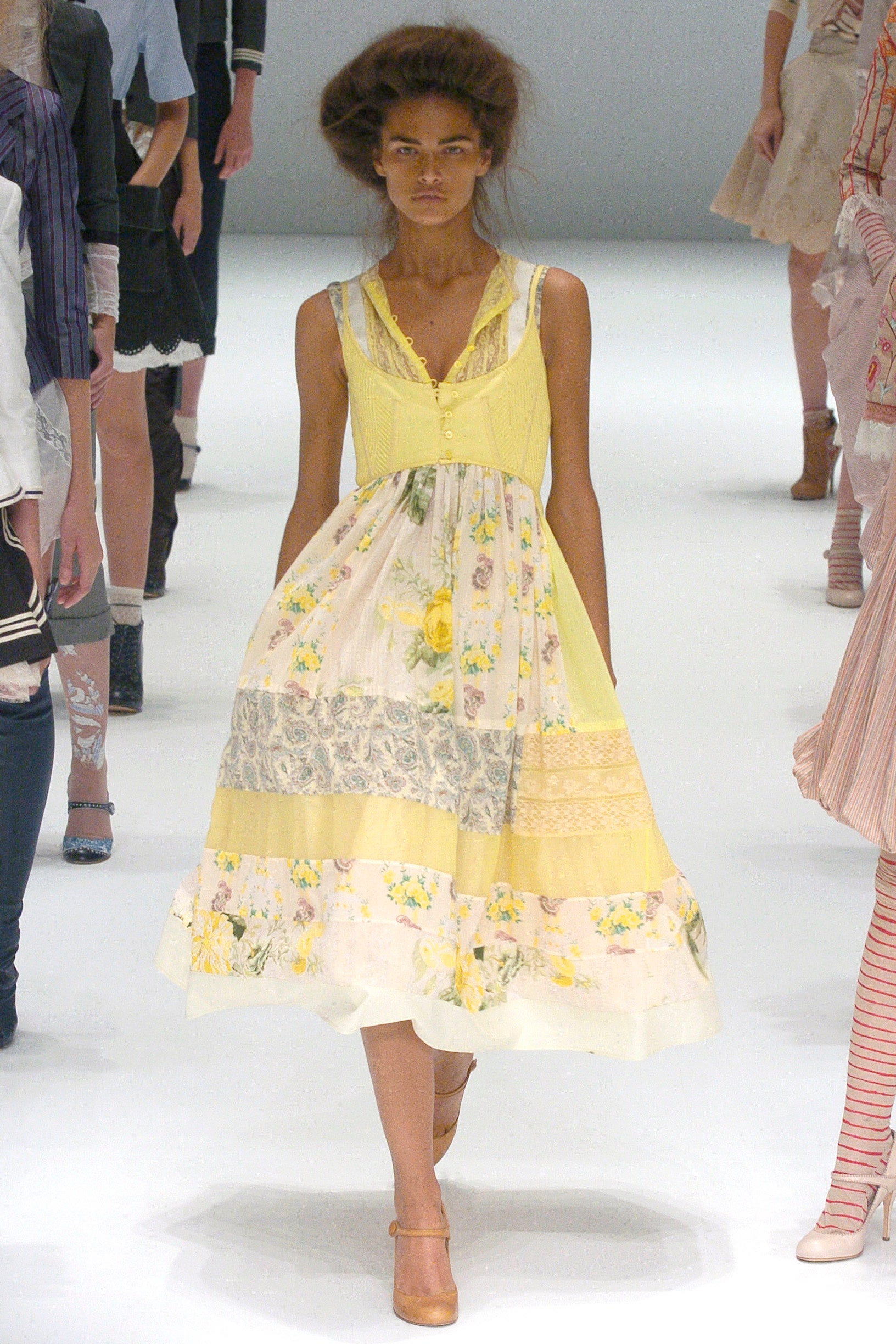 yellow floral midi dress