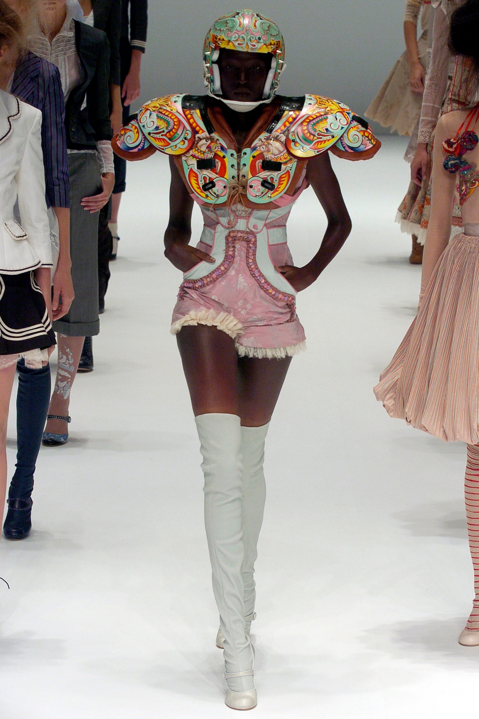 pink multi-colored embellished dress