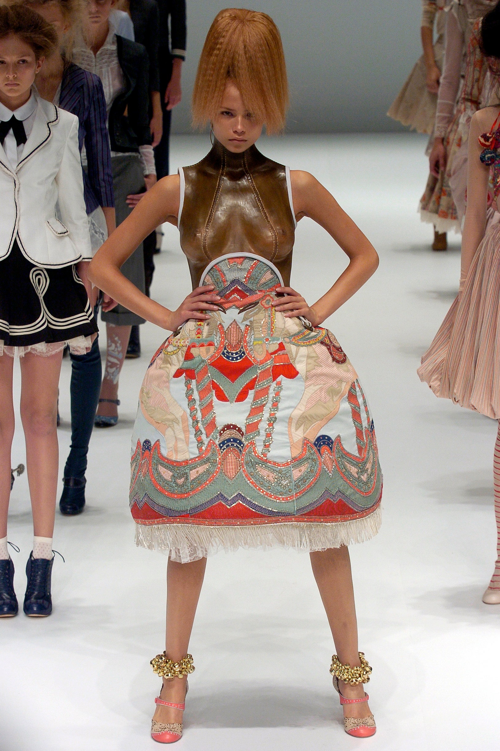 embroidered mini dress