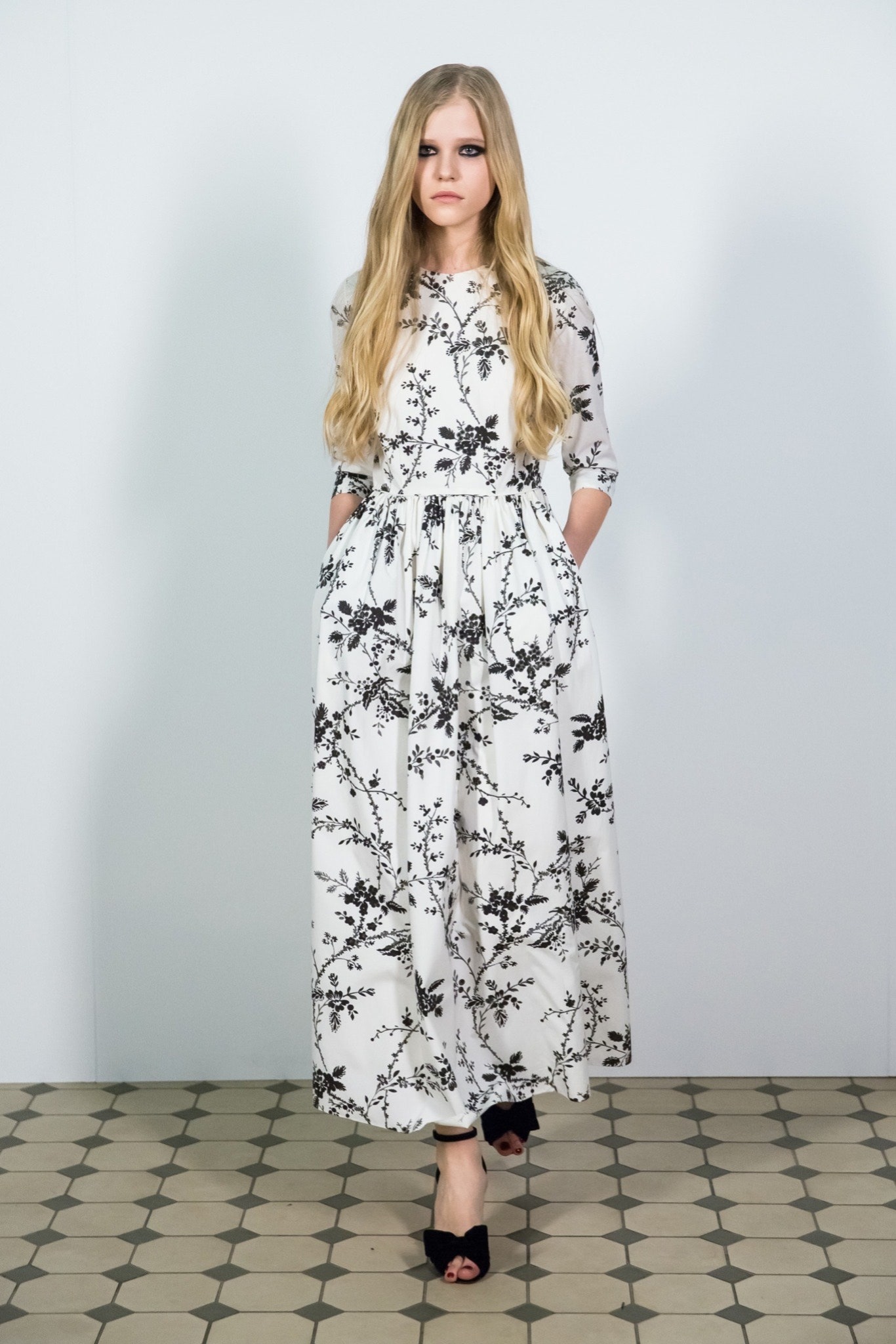 floral black and white maxi dress