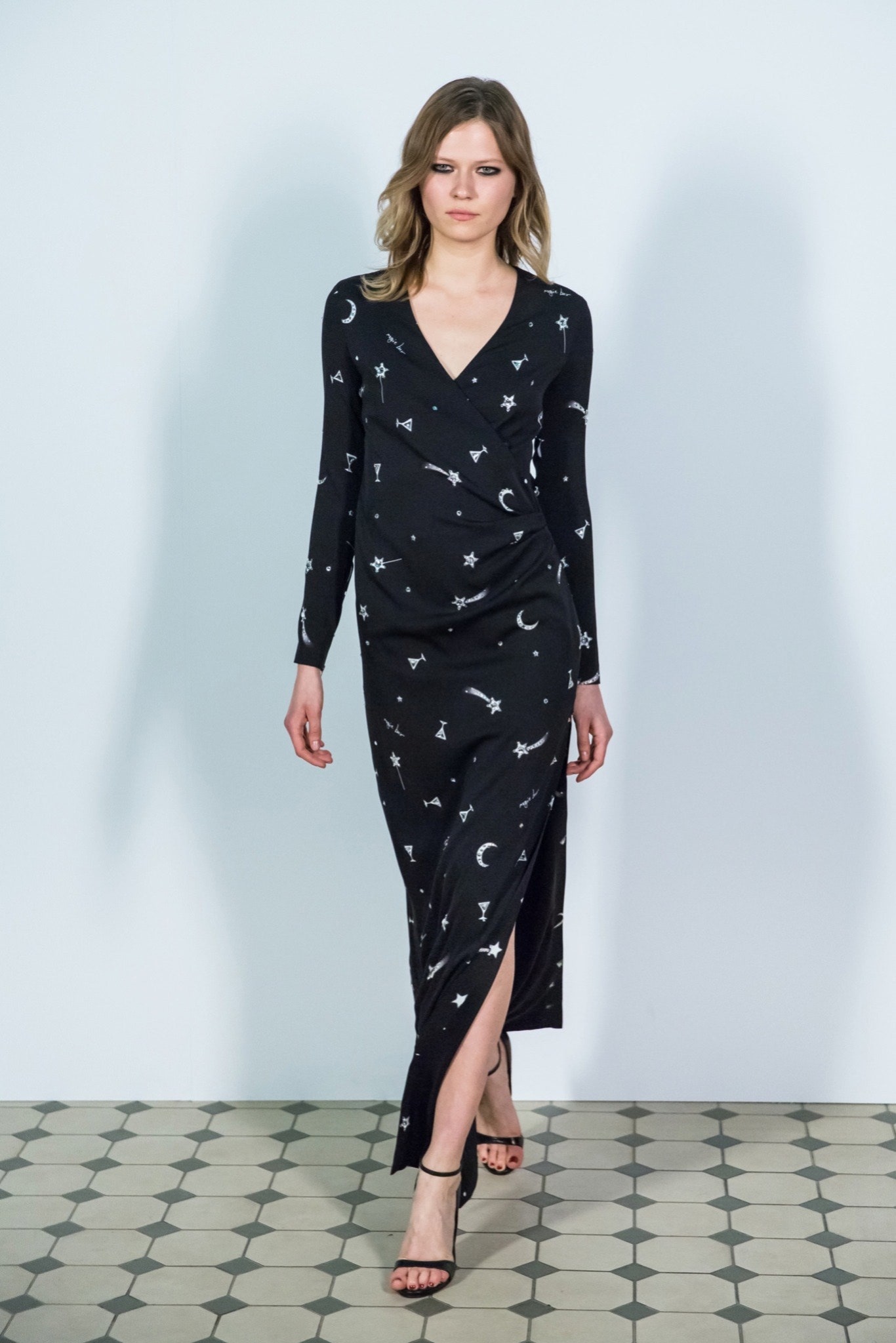 black printed maxi dress