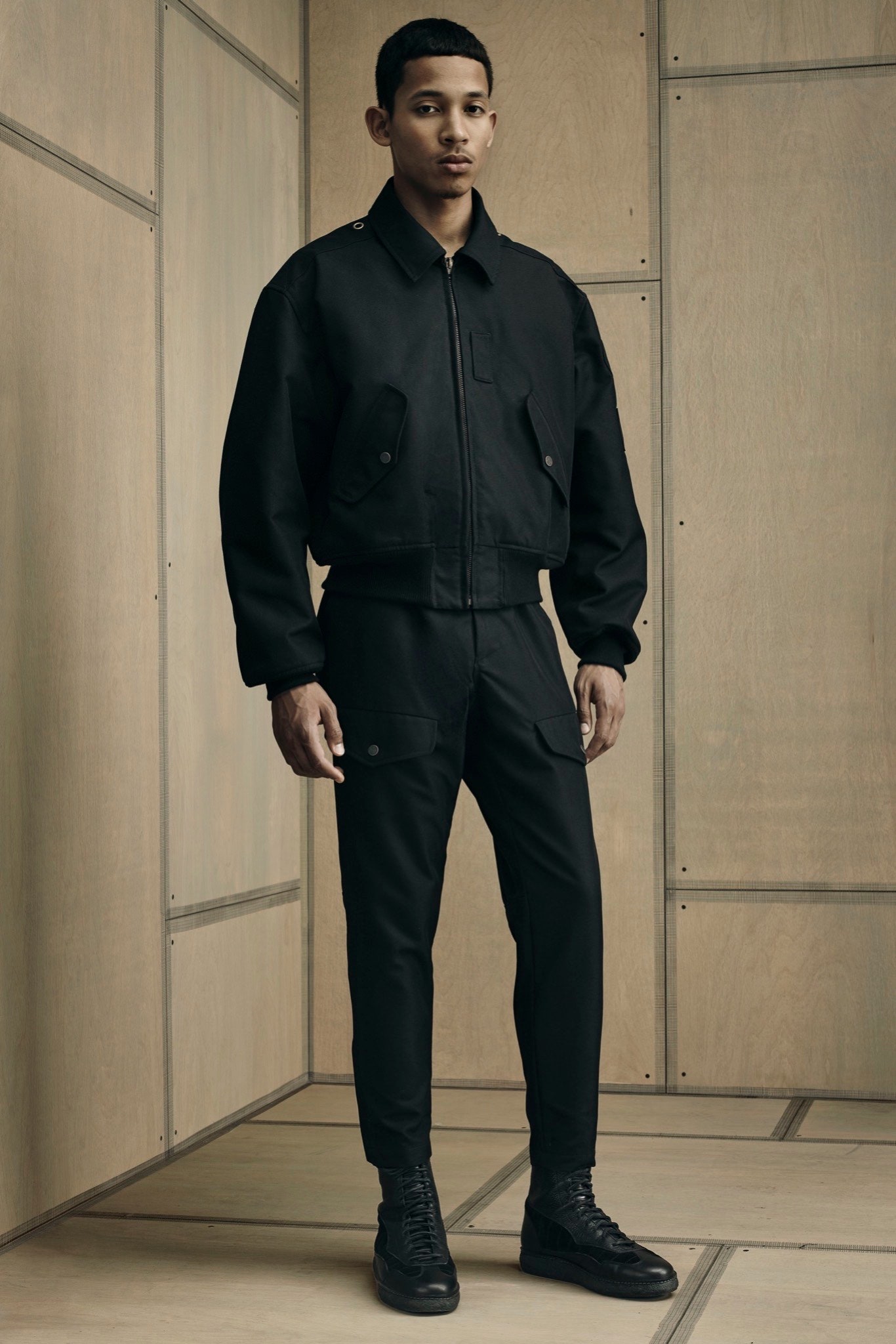 black relaxed jacket and tailored pants