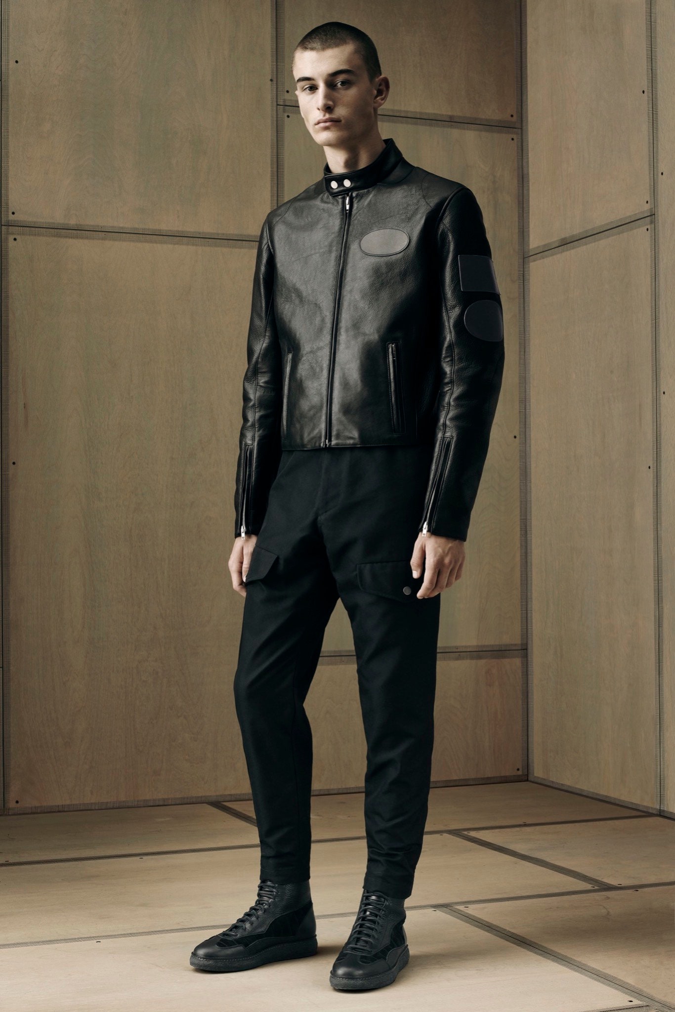 black leather jacket and pants