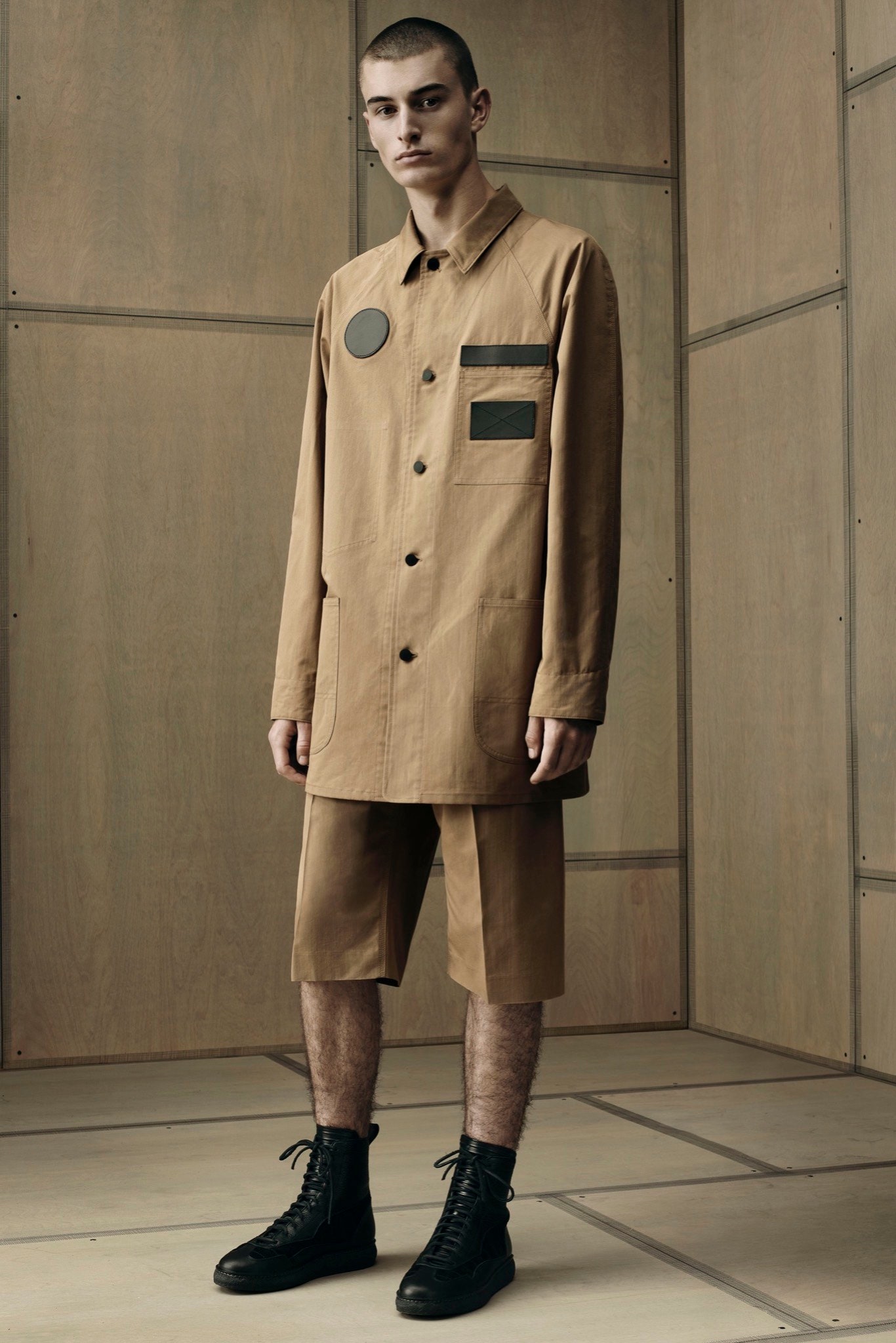 beige cotton jacket with shorts