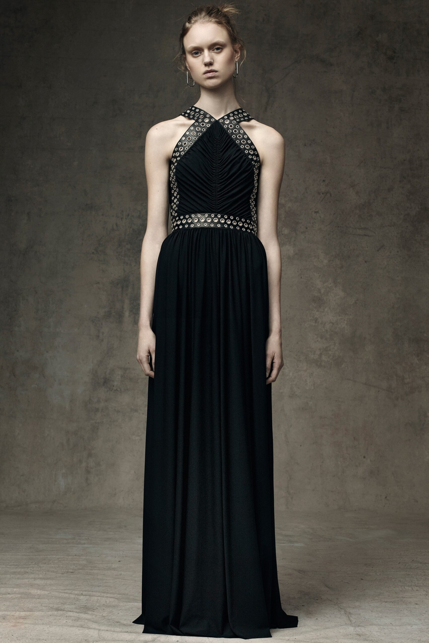 black silk halter gown