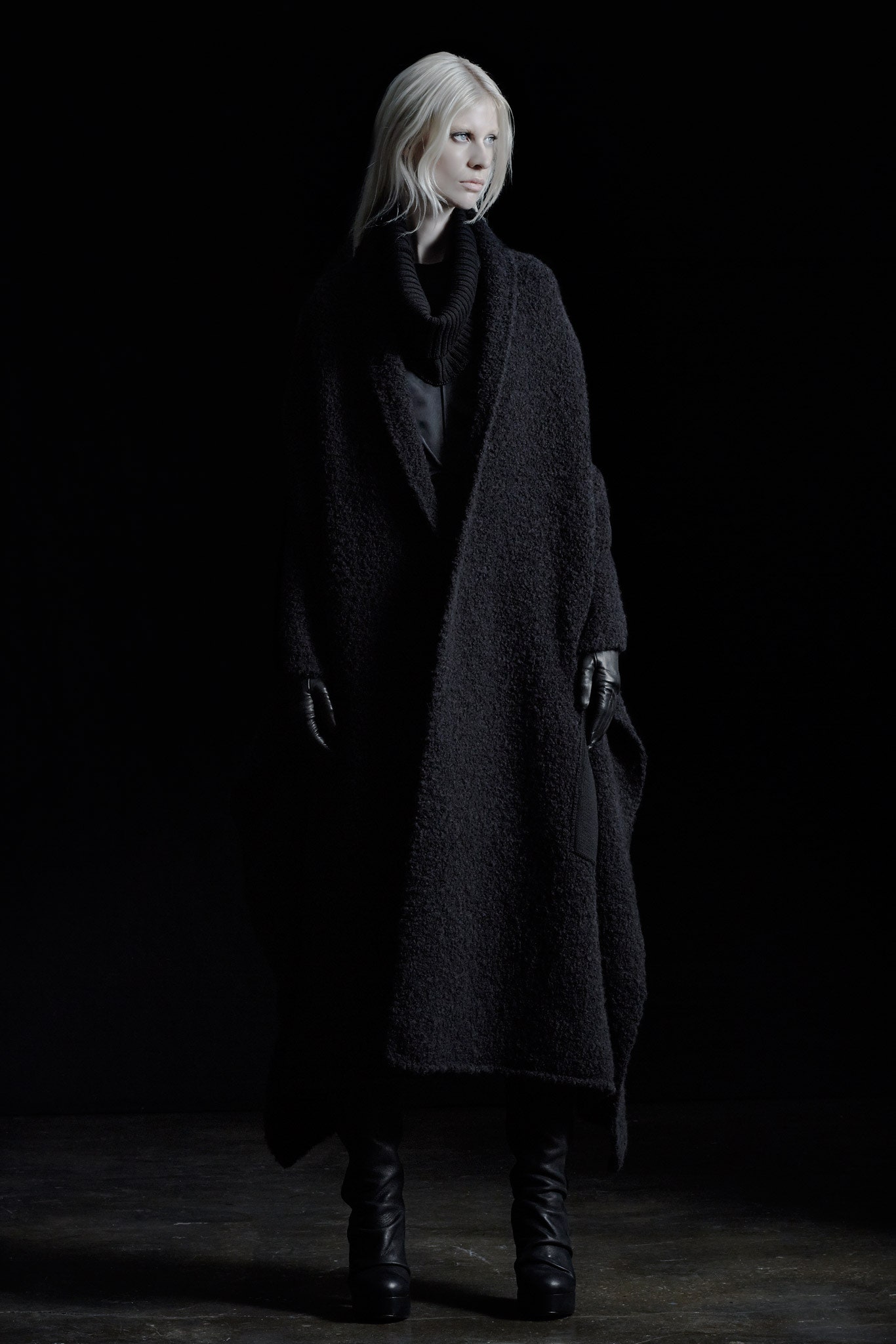 black wool relaxed coat