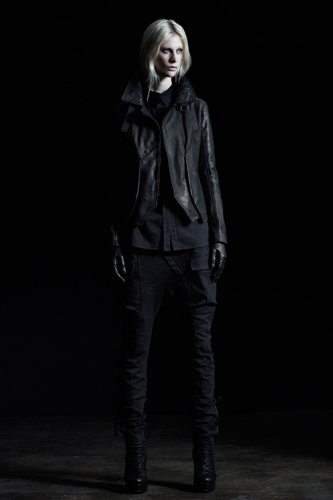 black leather jacket and pants