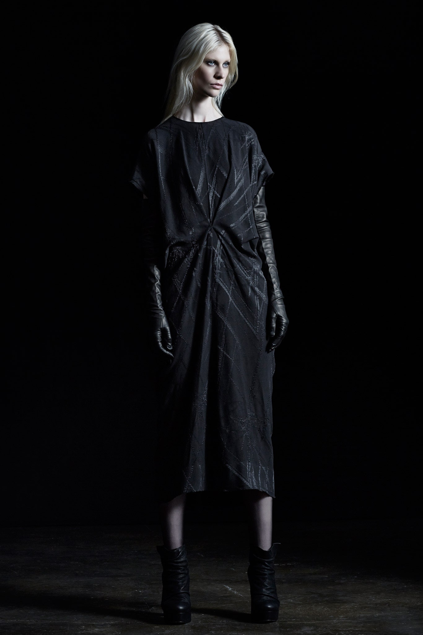 black silk fitted dress