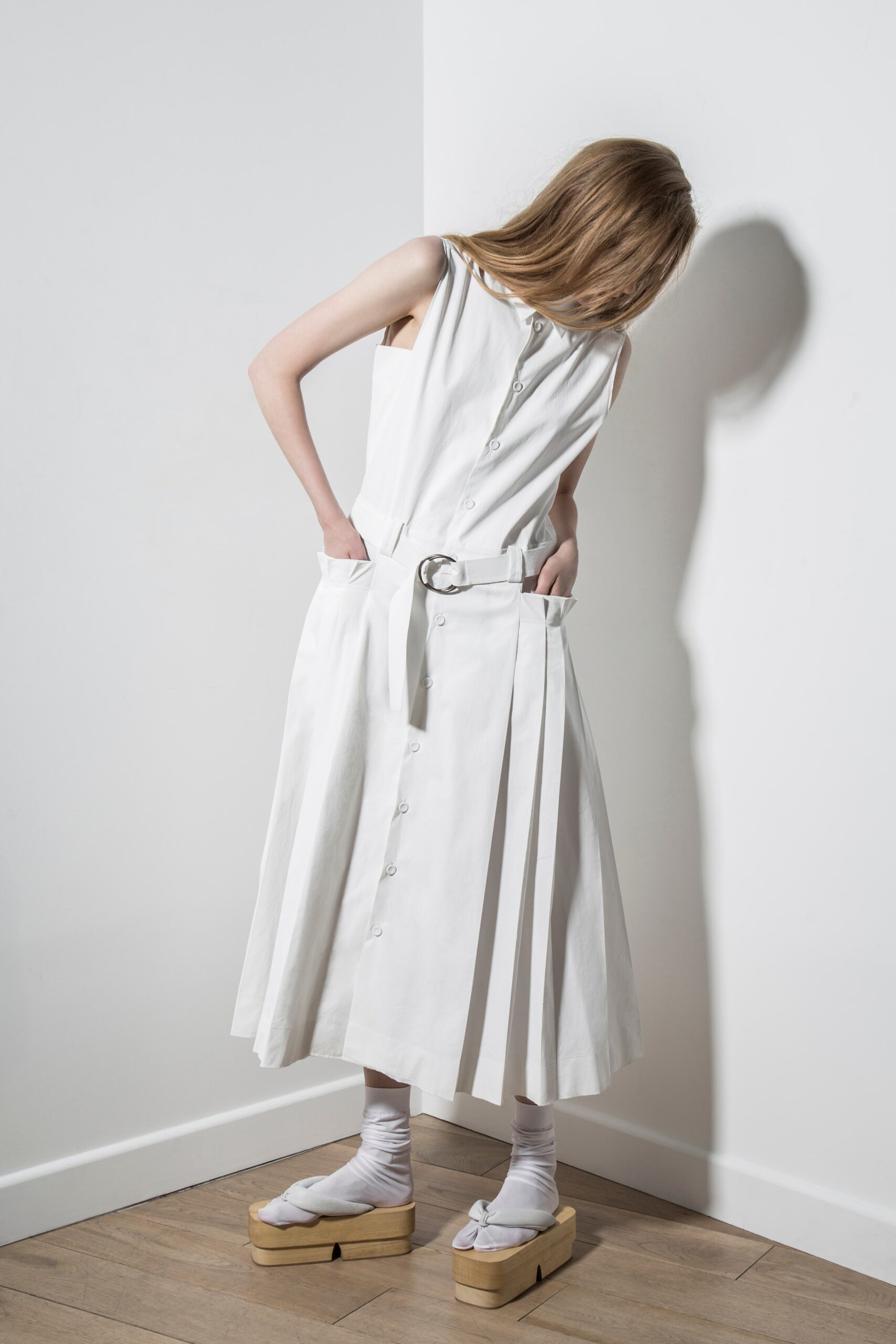 white cotton sleeveless dress