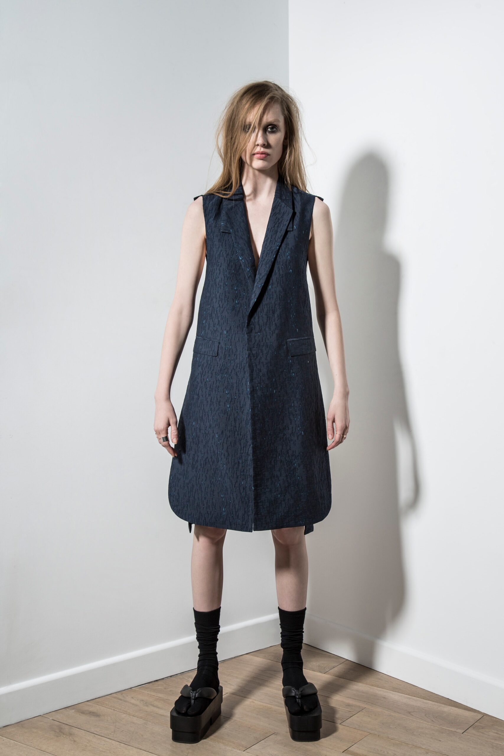 blue cotton sleeveless dress