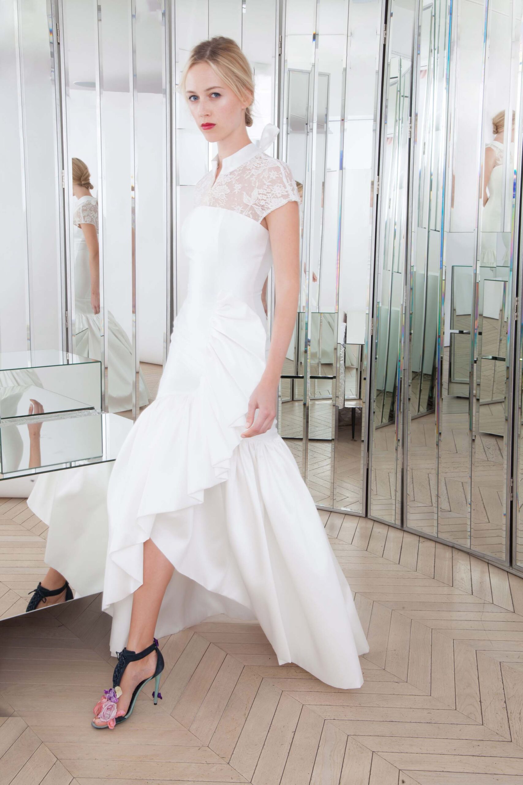 white silk fitted dress
