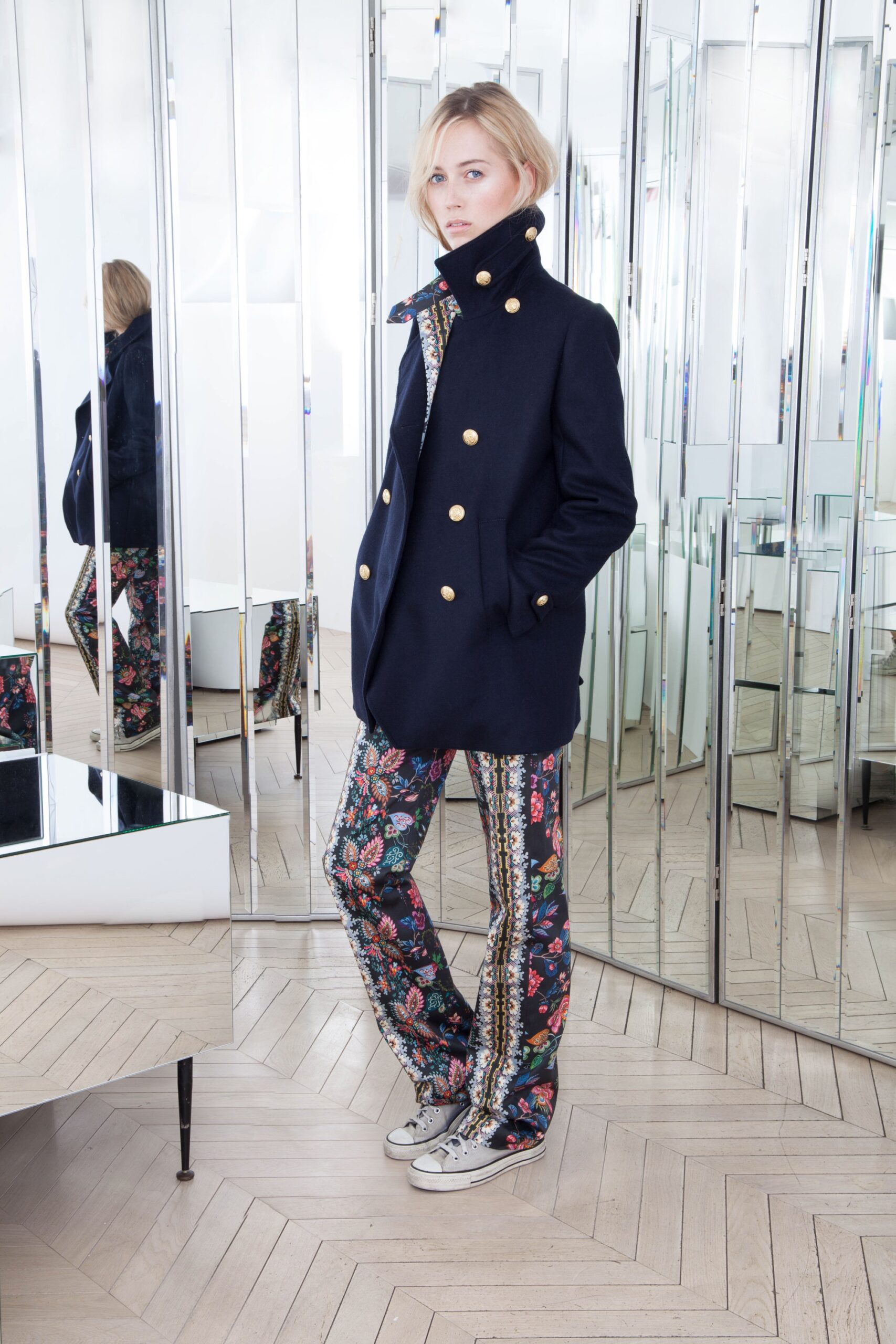 multi cotton fitted flared pants