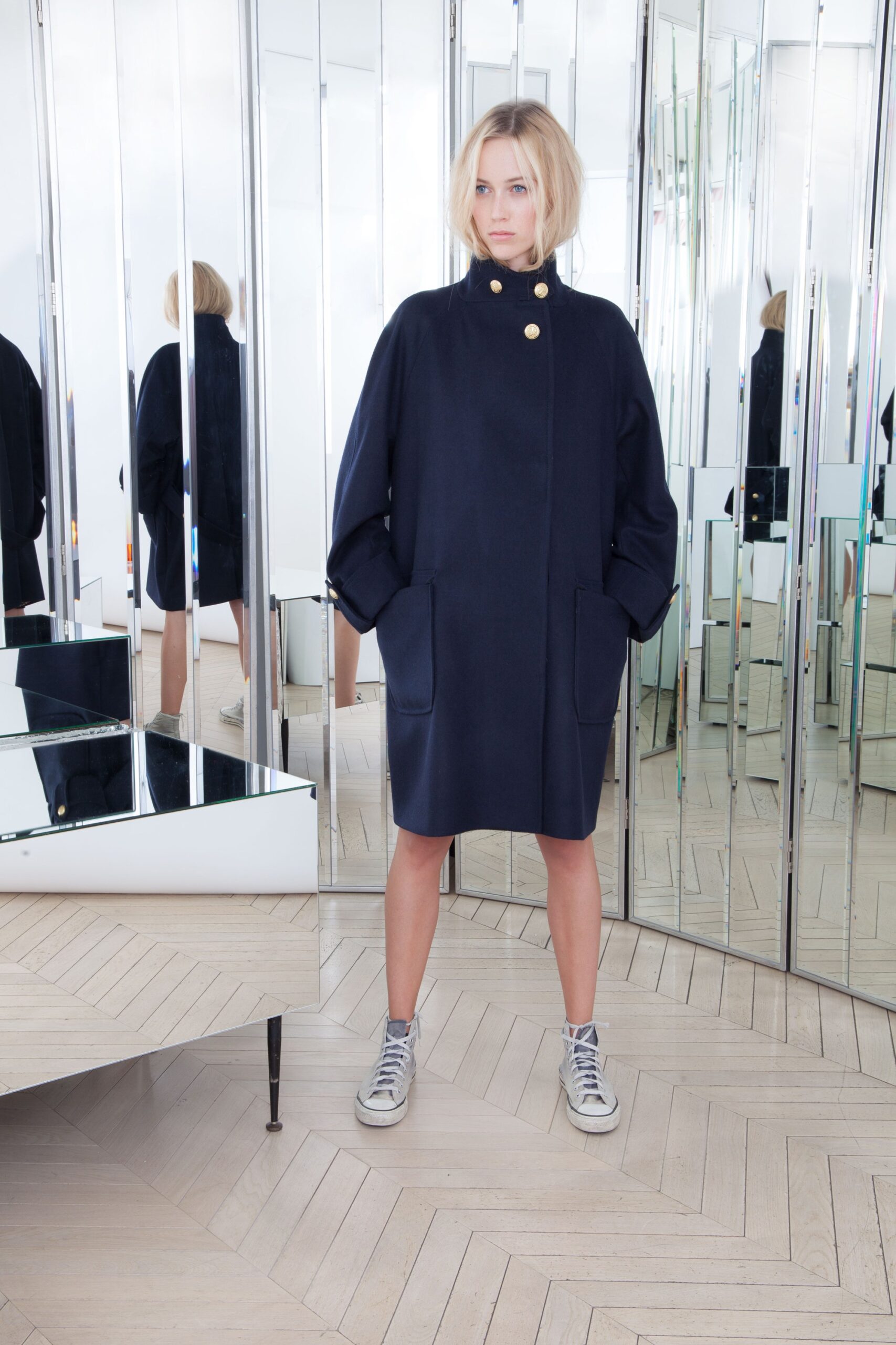 relaxed blue cotton coat