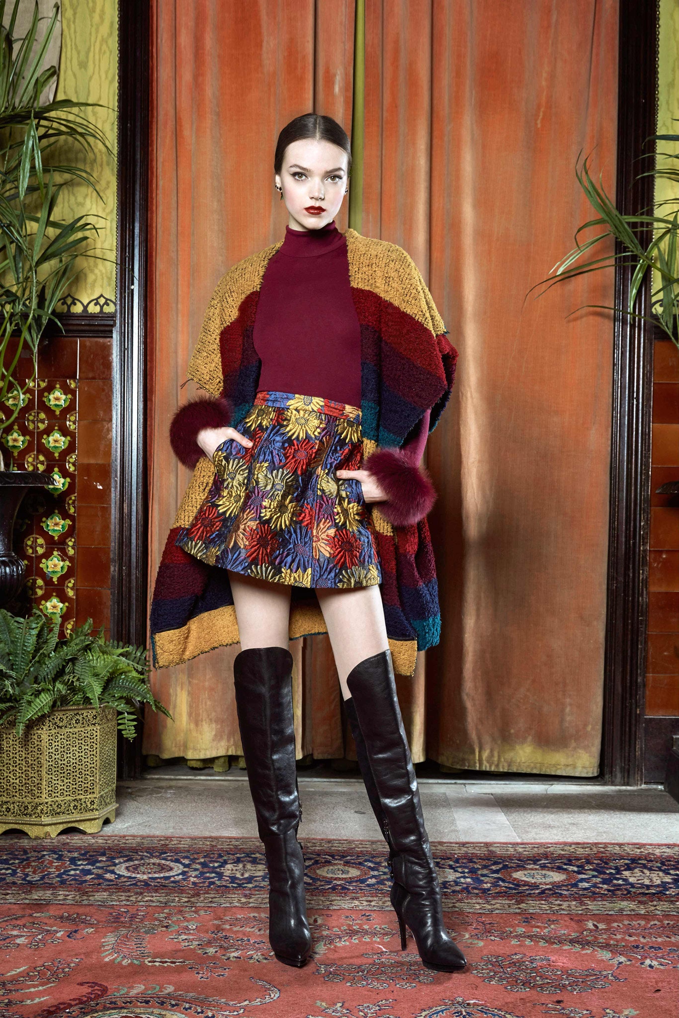 multi wool oversized layered cape