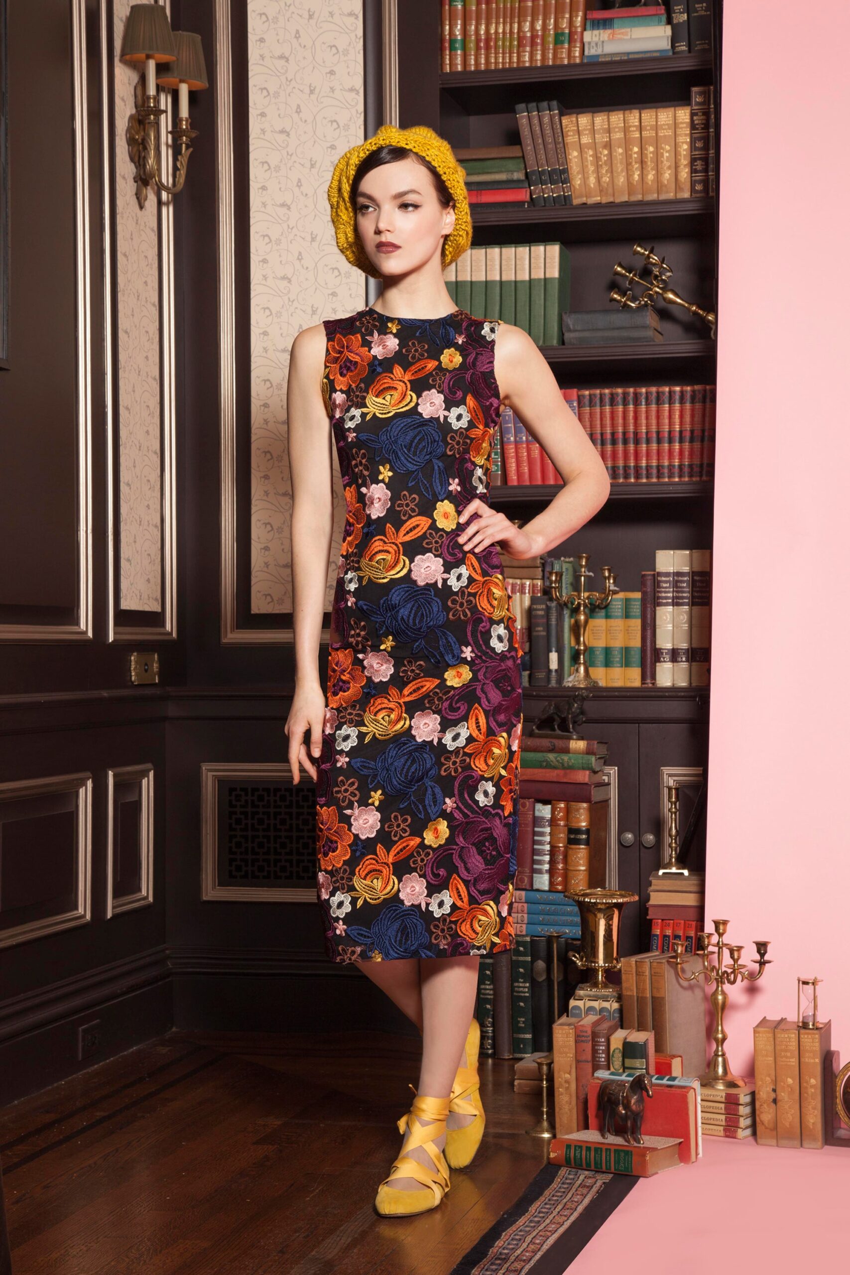 multi-colored floral midi dress