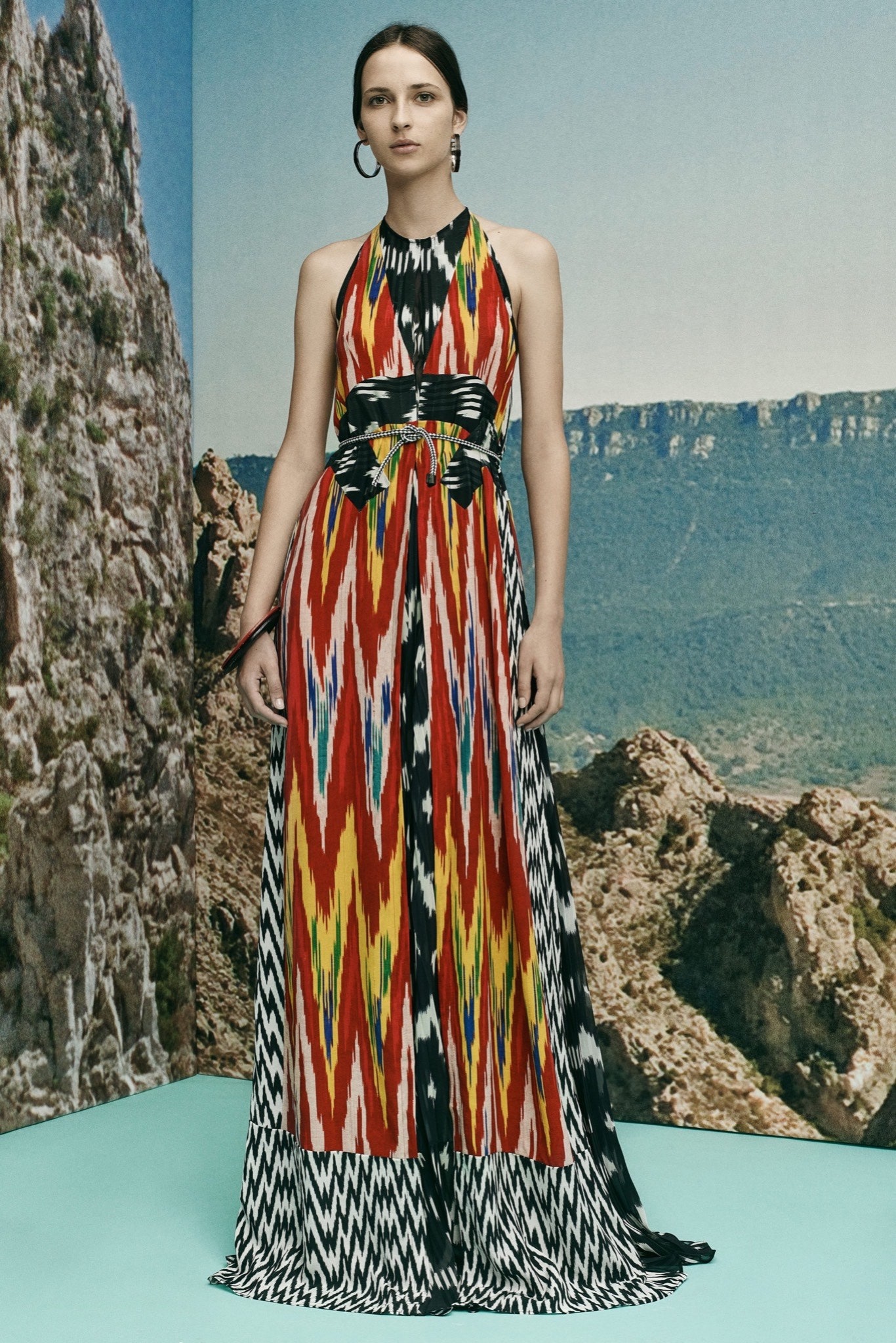 colorful printed maxi gown