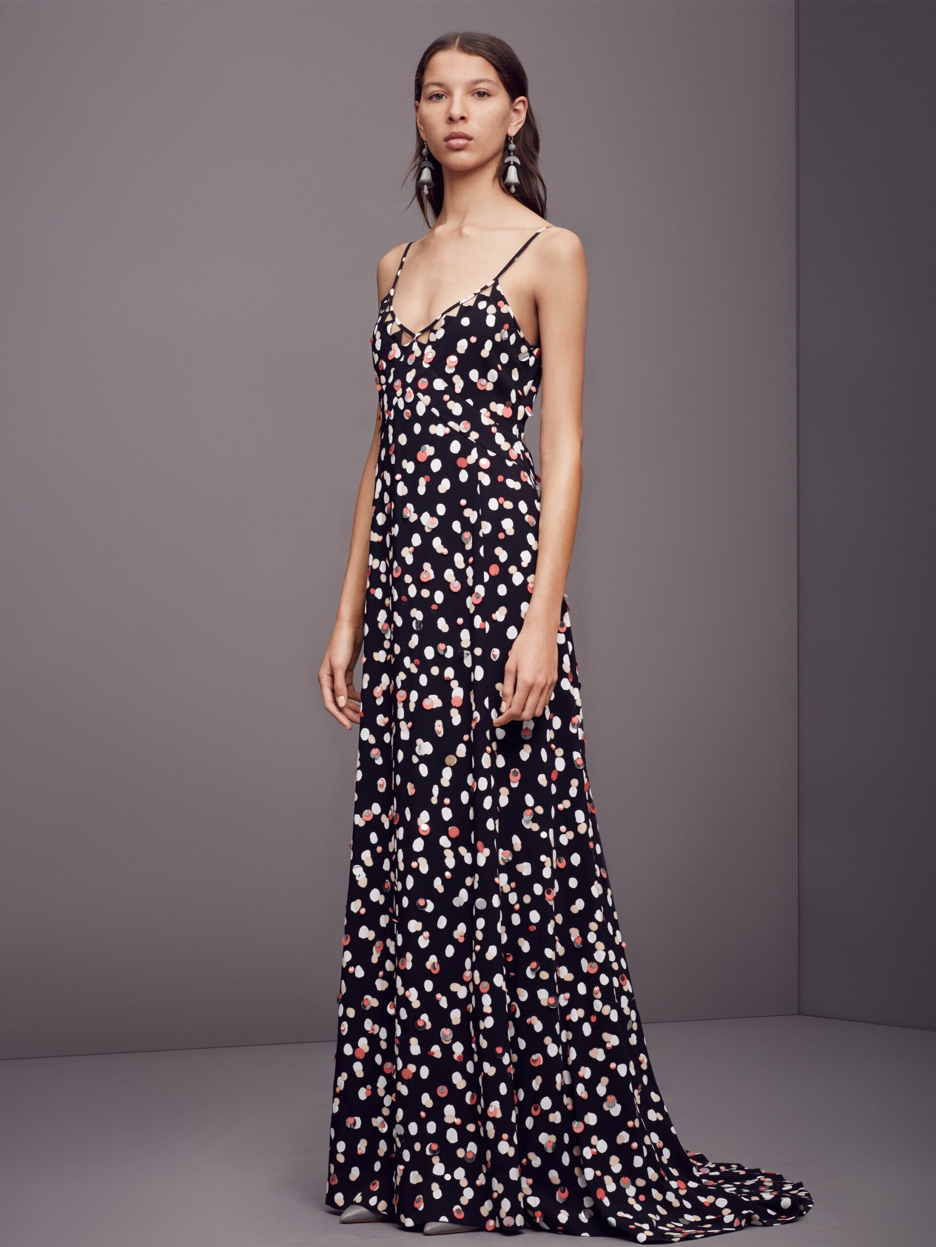 floral black silk maxi dress