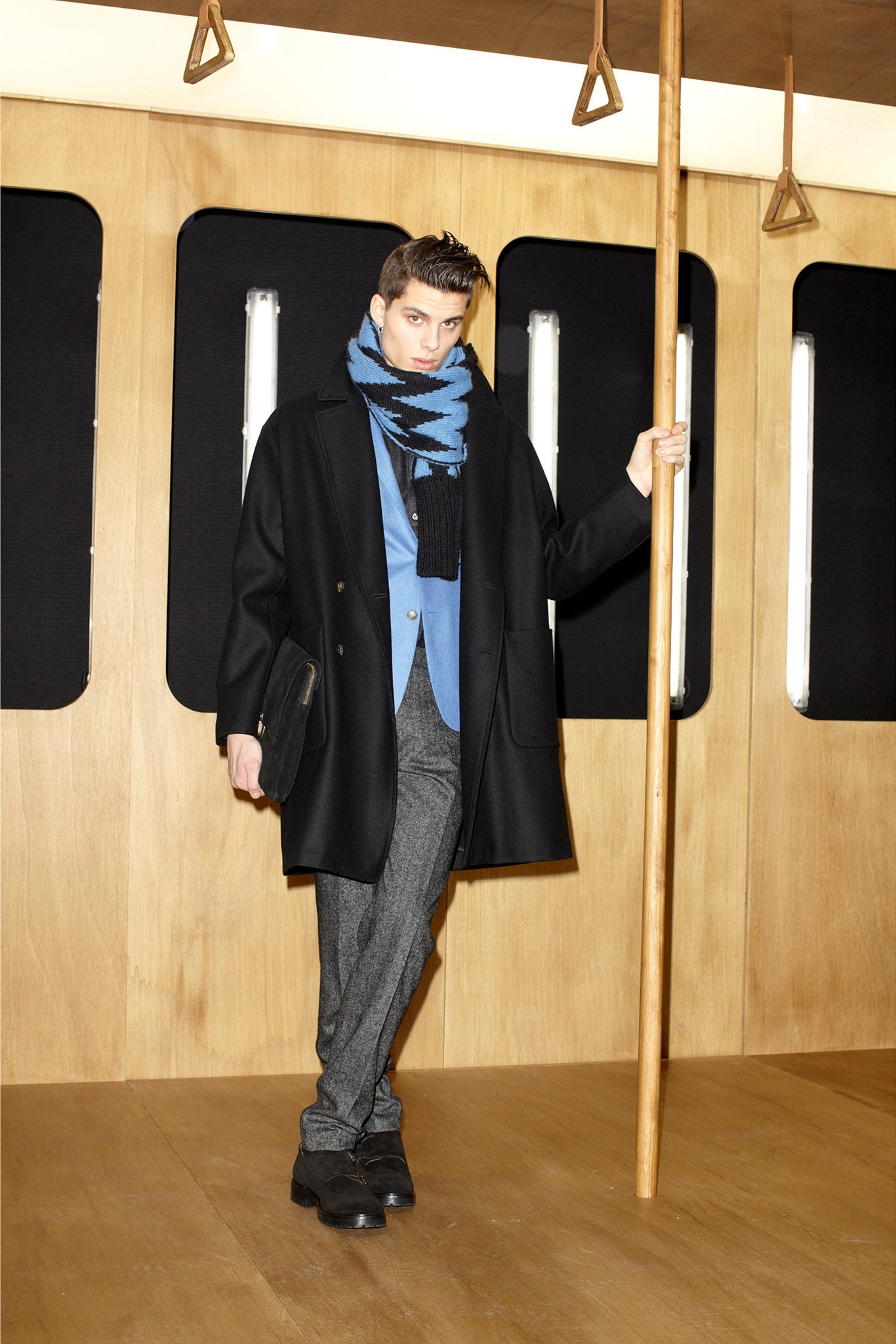 black wool striped scarf