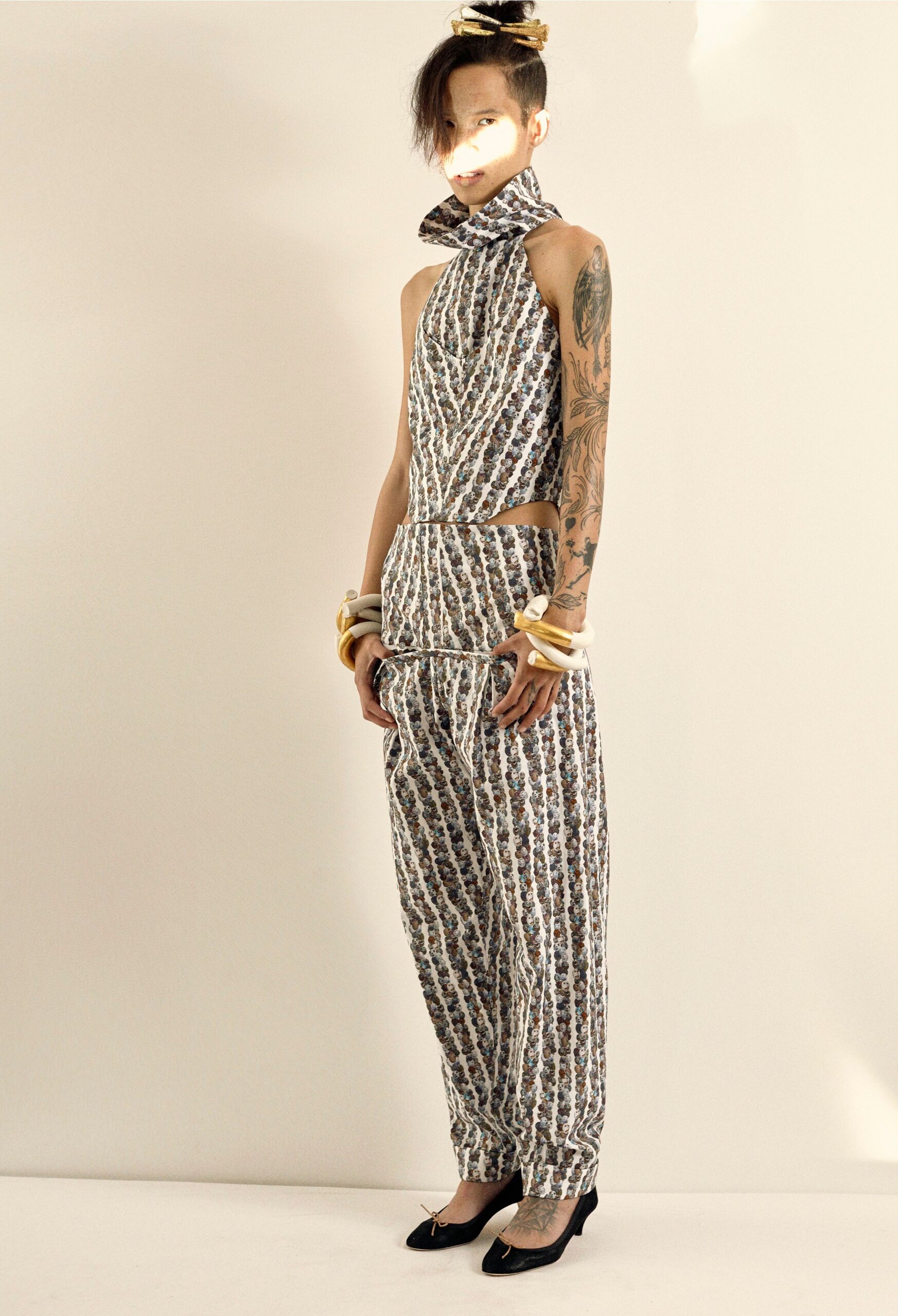 multi-colored fitted jumpsuit
