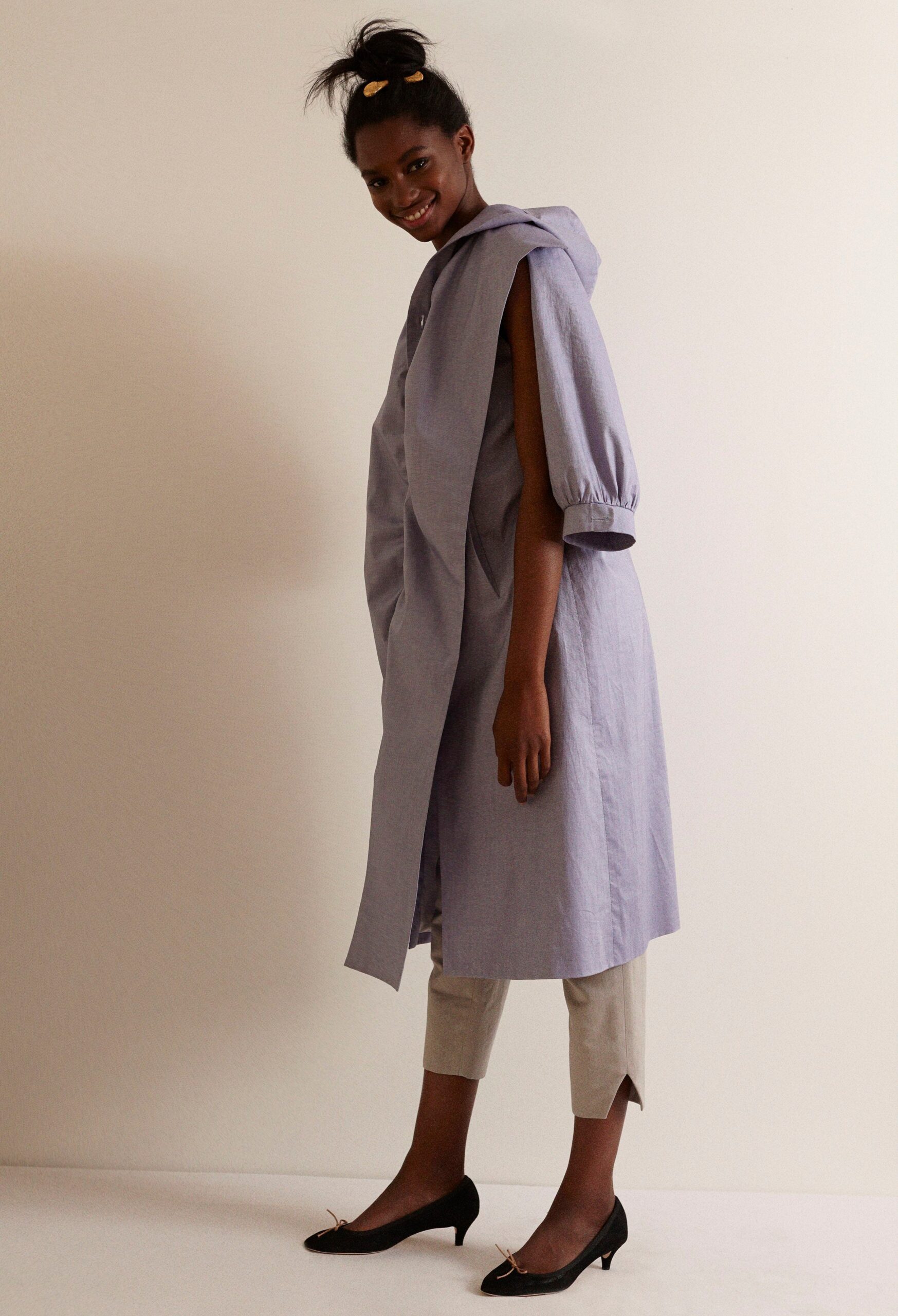 blue cotton hooded coat
