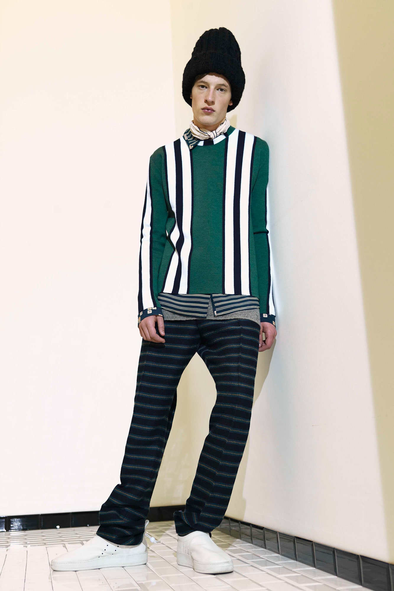 green striped top with relaxed pants