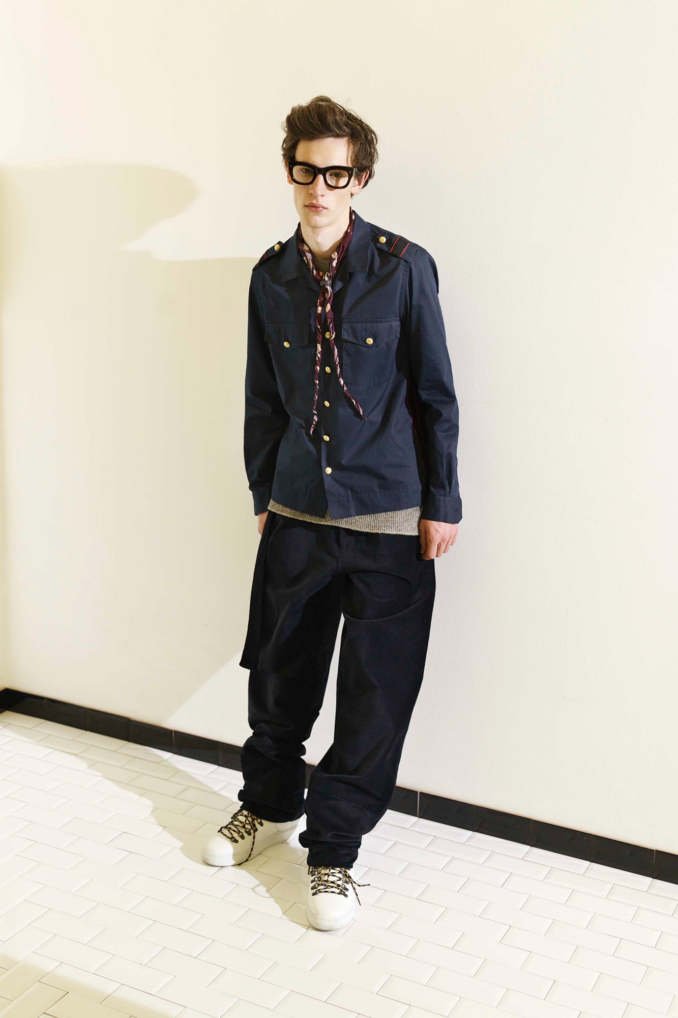 blue cotton shirt with oversized pants