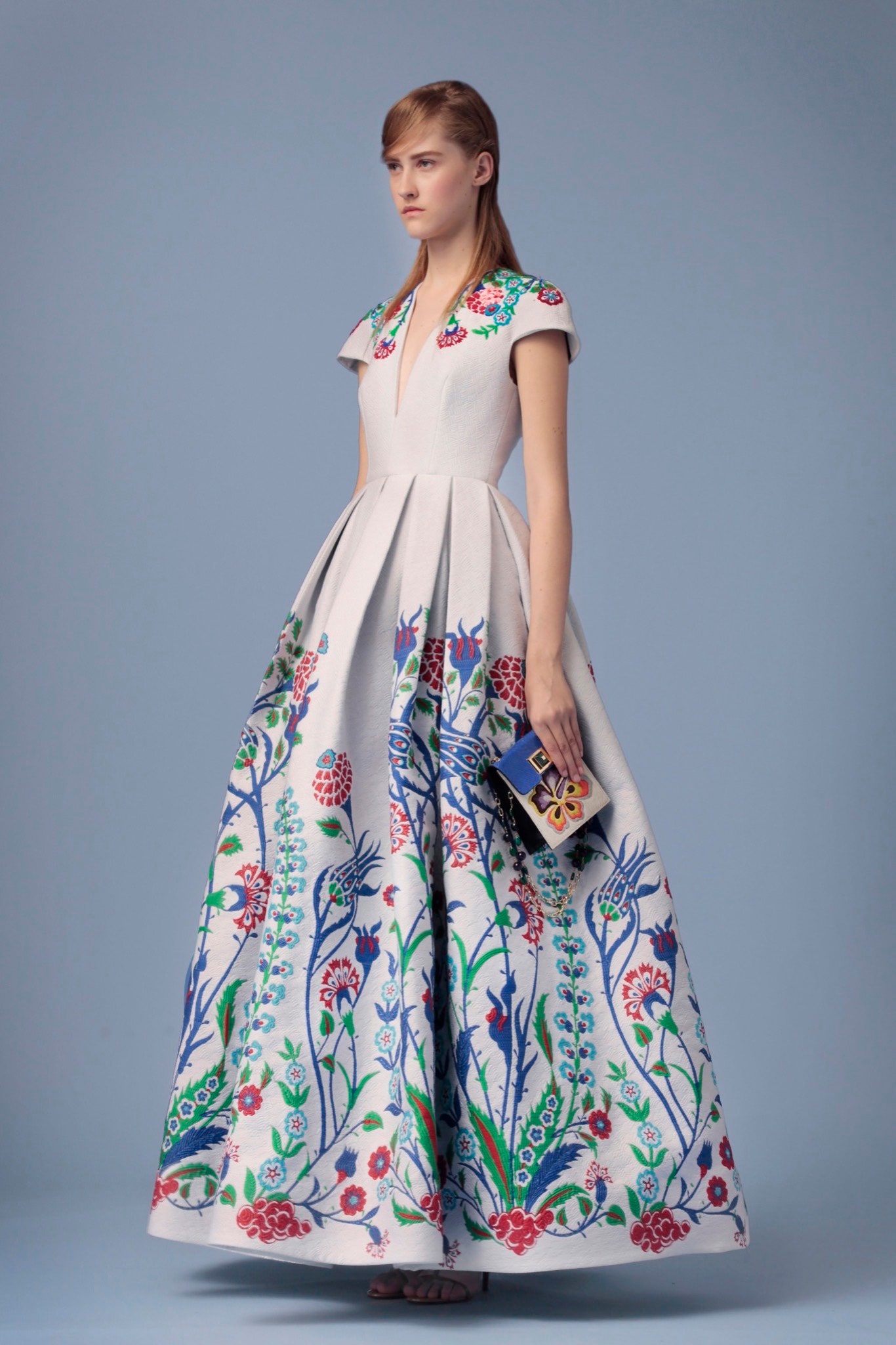 white embroidered maxi gown