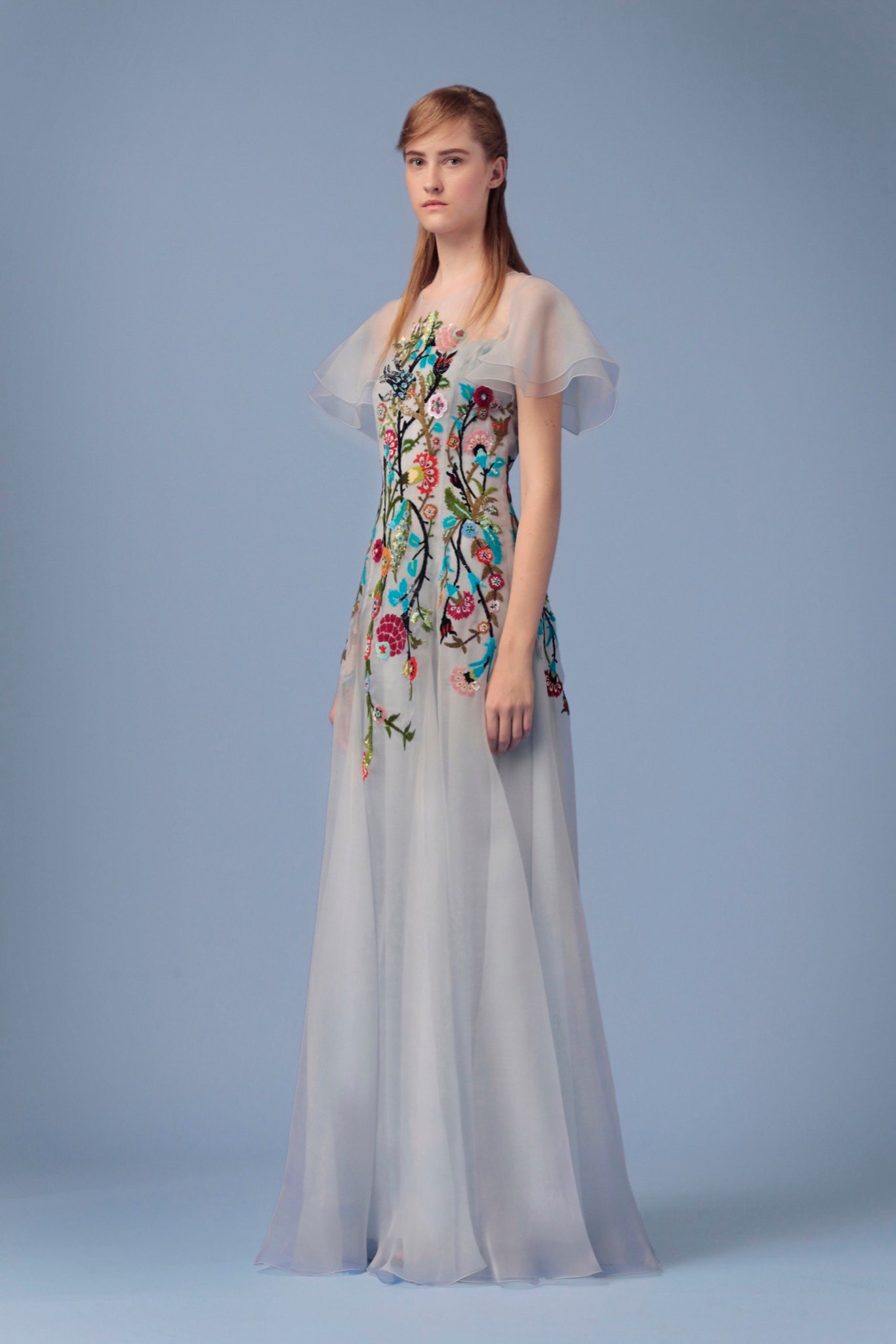 white embroidered off-shoulder gown