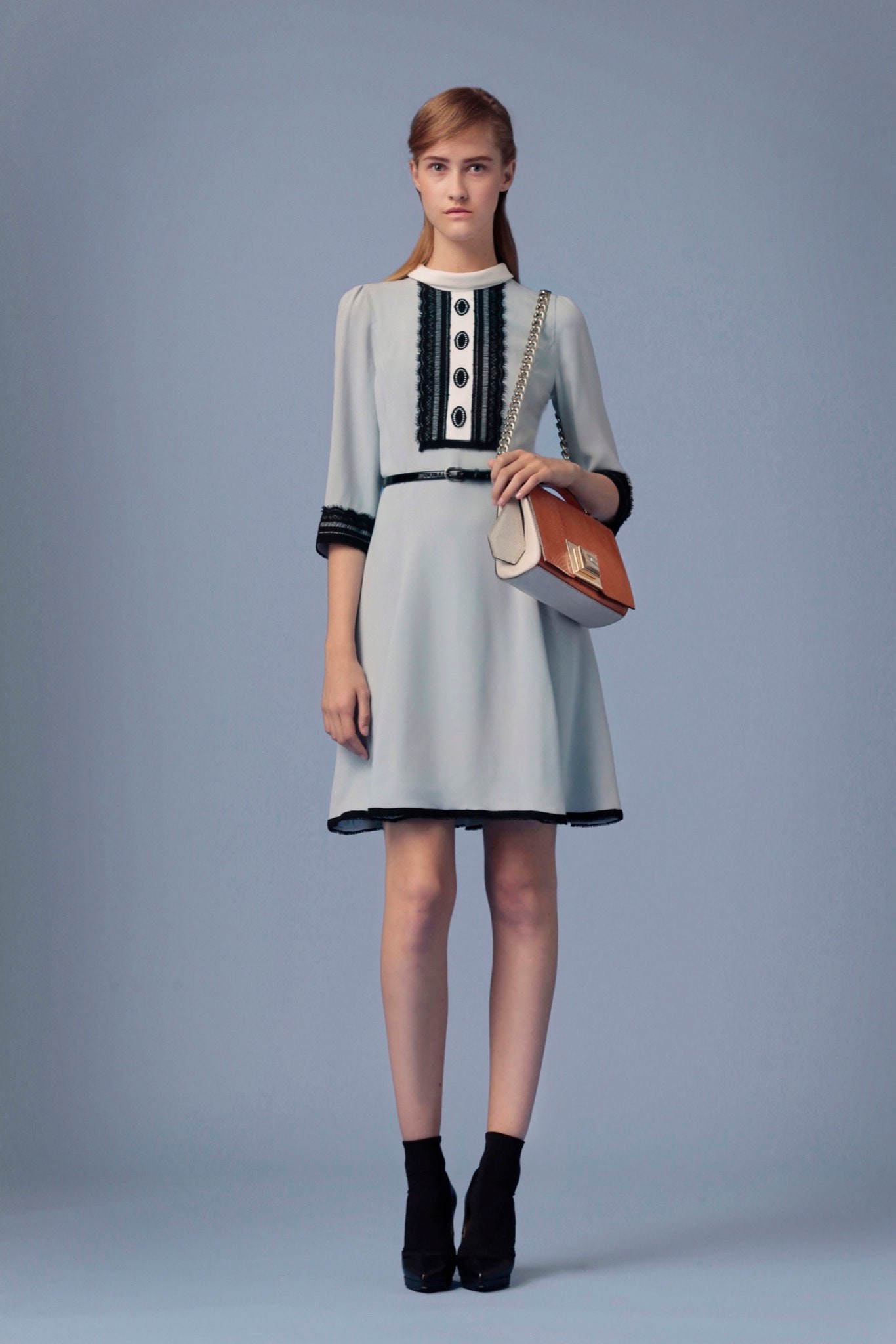 gray silk collared mini dress