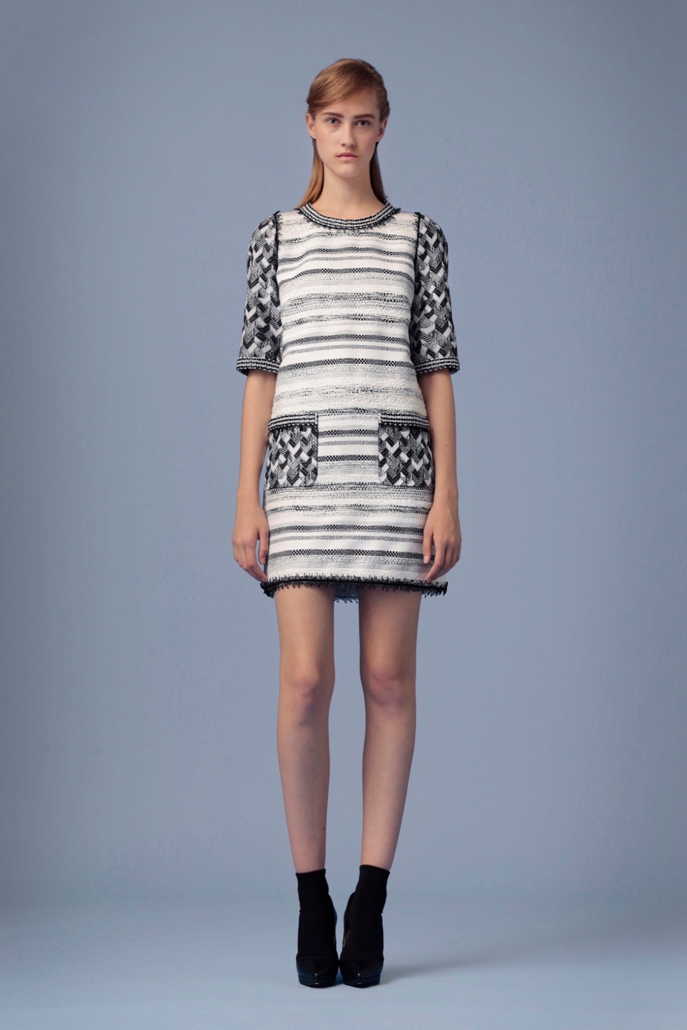 black and white striped short dress